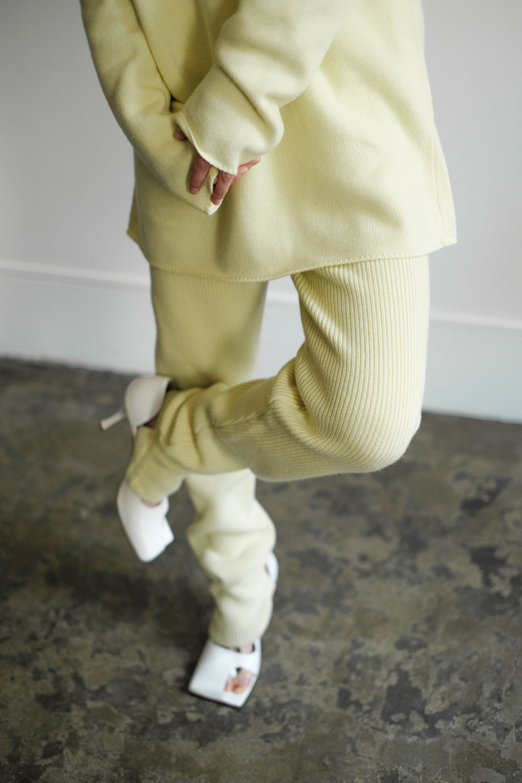 Italian Cash Wool Loose Rib Leggings (ls24325K)