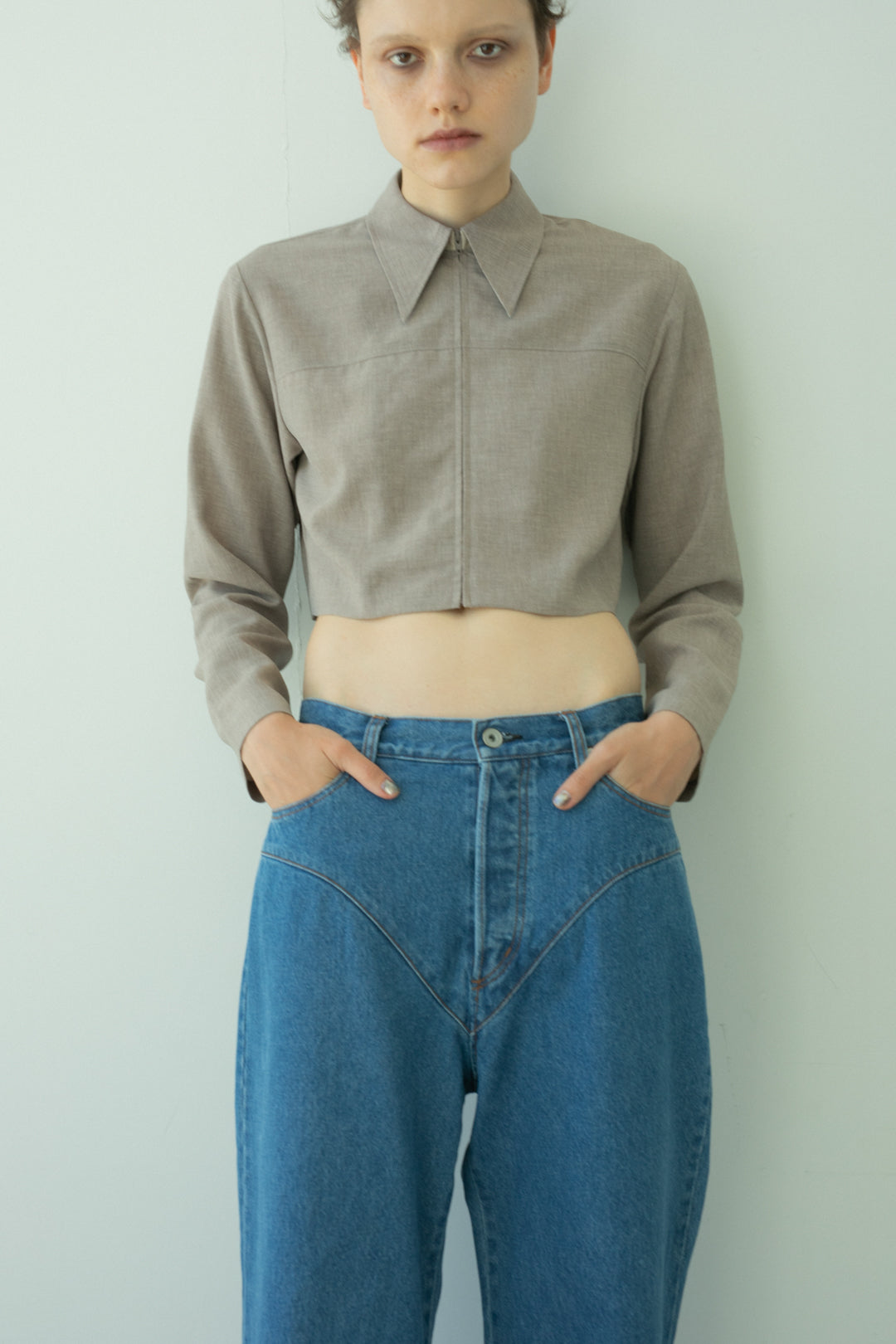 Hip Hugger 5-pockets Wide Blue Denim (ls42419P)