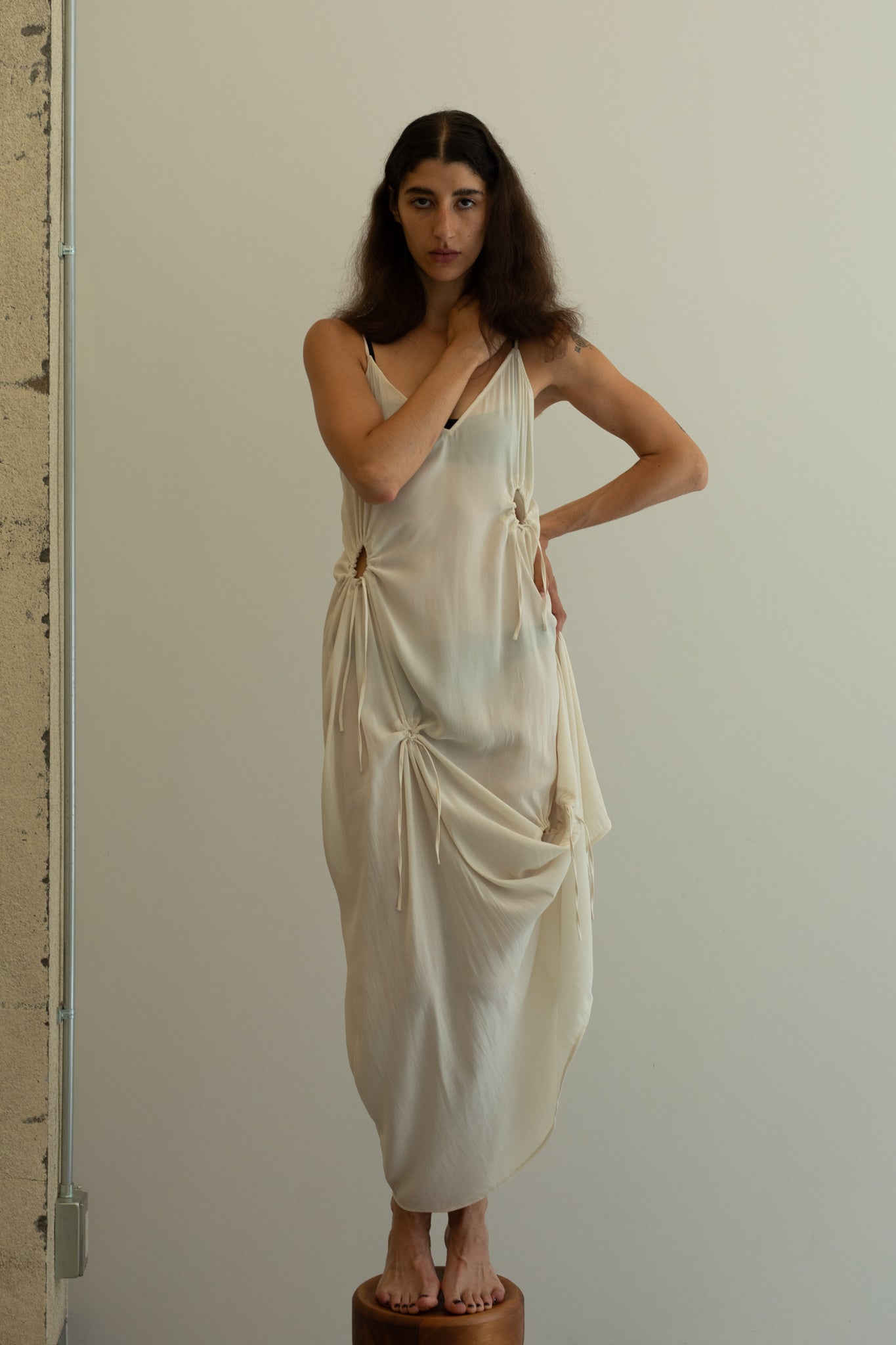 【Pre-order】Dry Georgette Drawstring Slip Dress（ls52516D）