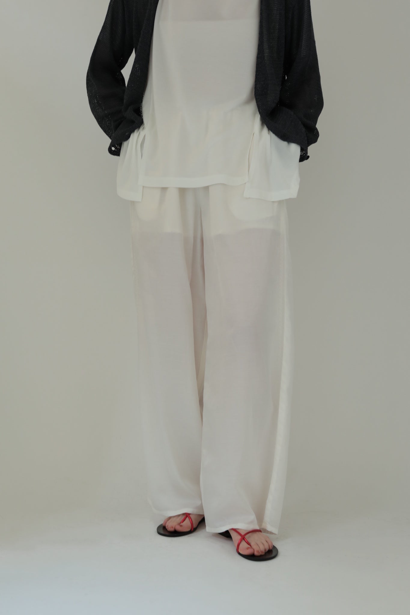Cotton Silk Satin Embroidery Easy Pants (ls32345P)