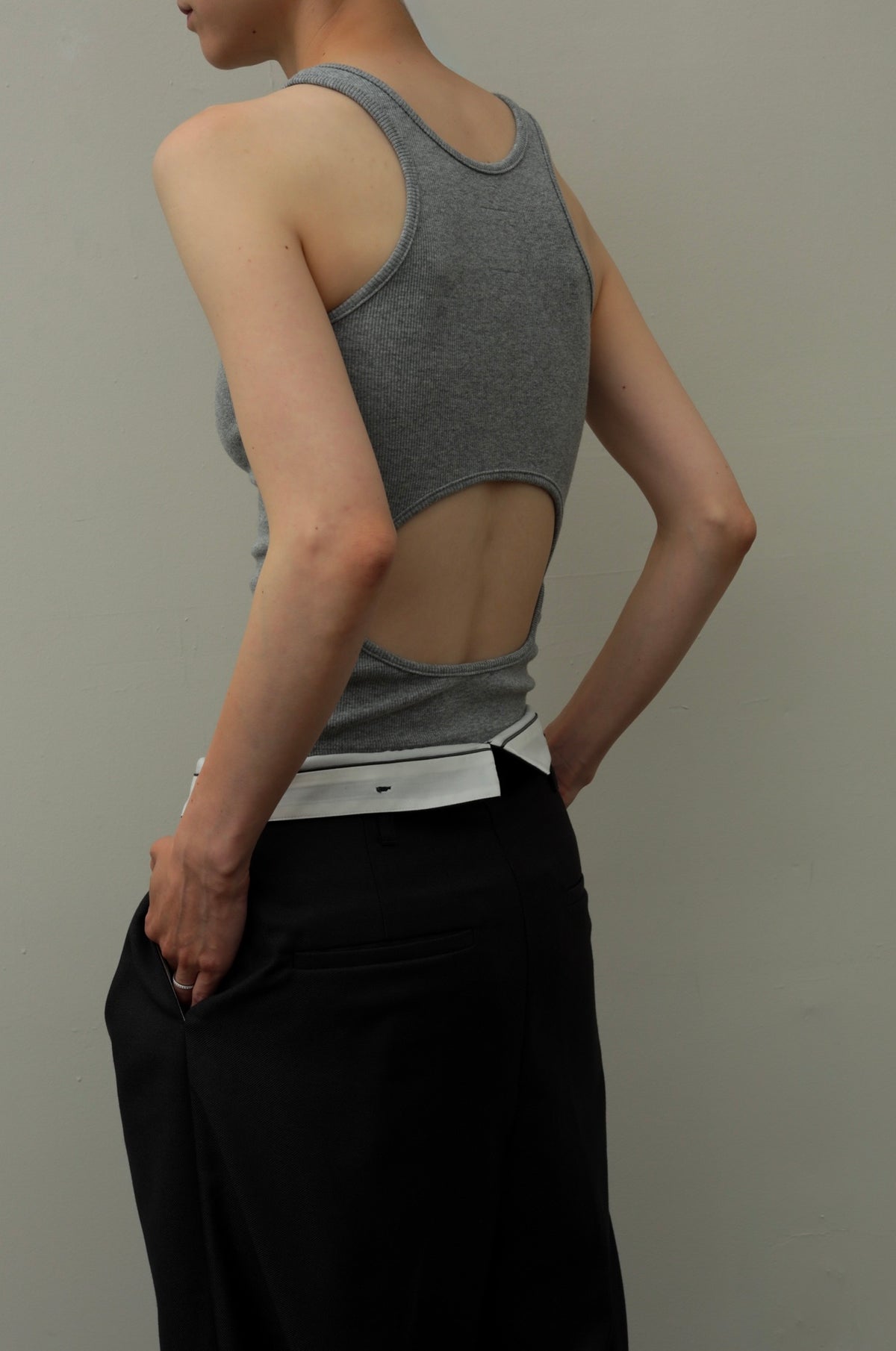 Back Open American Sleeves Rib Tank（ls42502T）