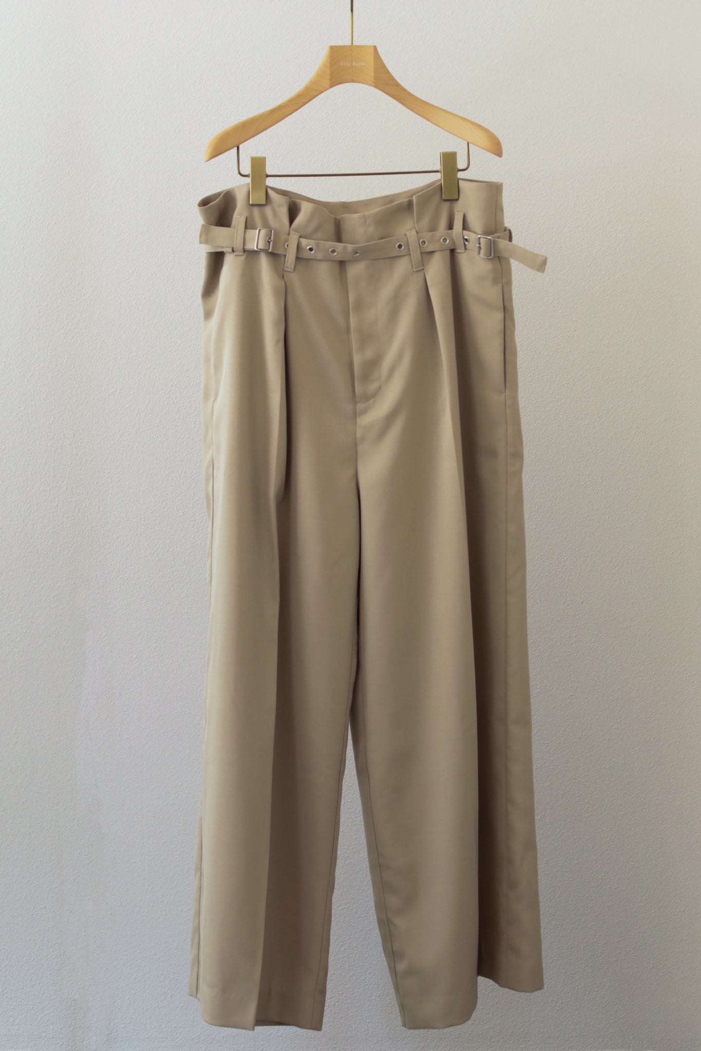 Wool Viscose Belted Buggy Tuck Pants (ls24337P)