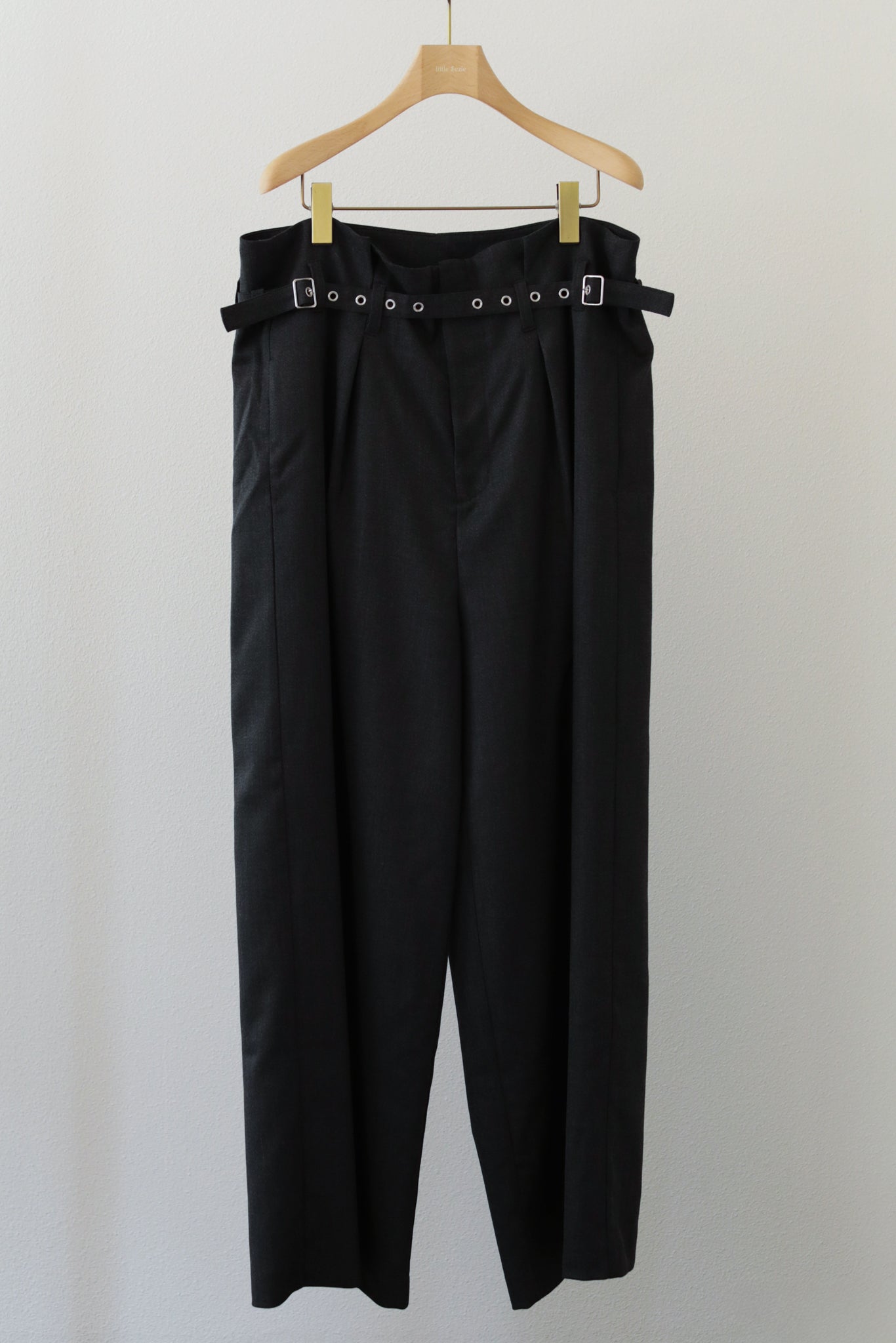 Wool Viscose Belted Buggy Tuck Pants (ls24337P)