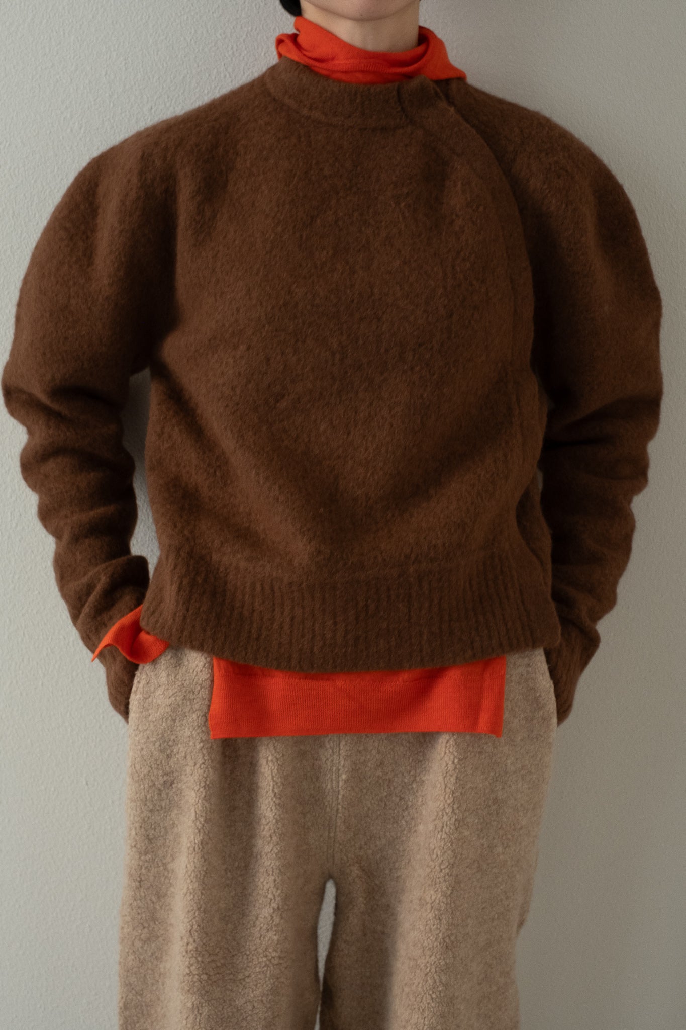 Raccoon Wool Mix Over Shoulder Knit（ls34400K）