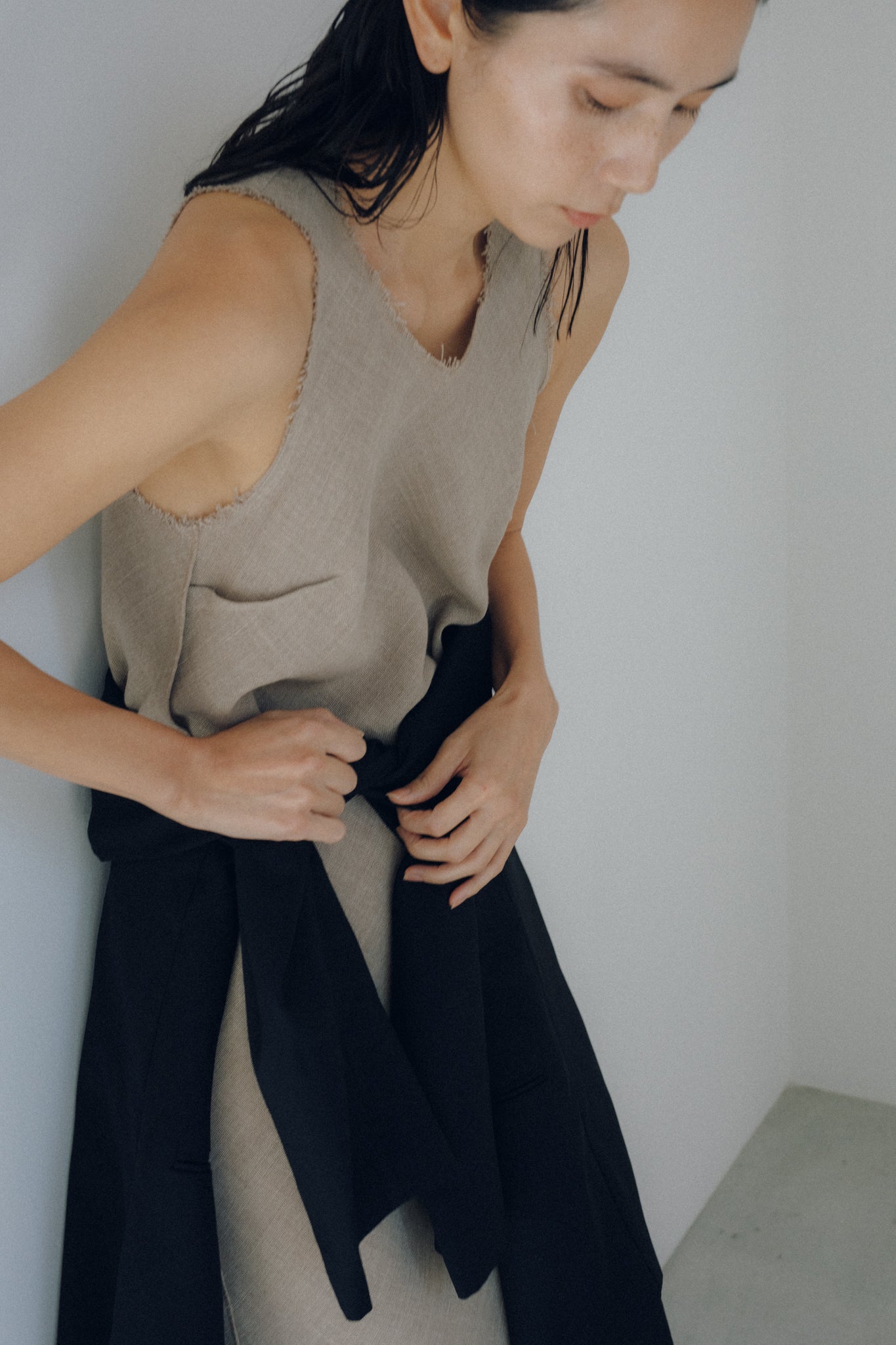 Linen Like PL Unhemmed Dress (ls62592D)