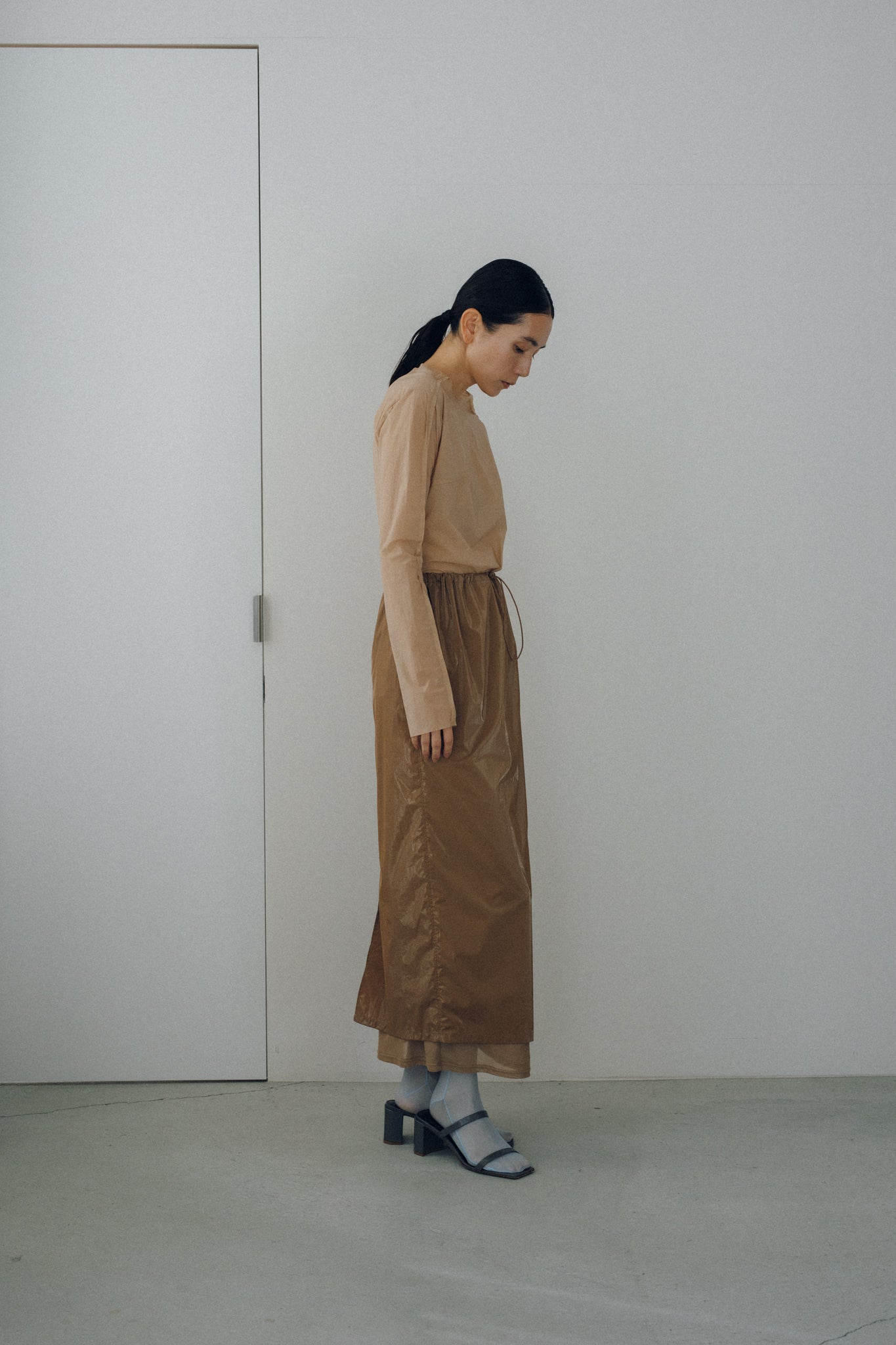 Plastic Fabric Layerd Skirt (ls62574S)