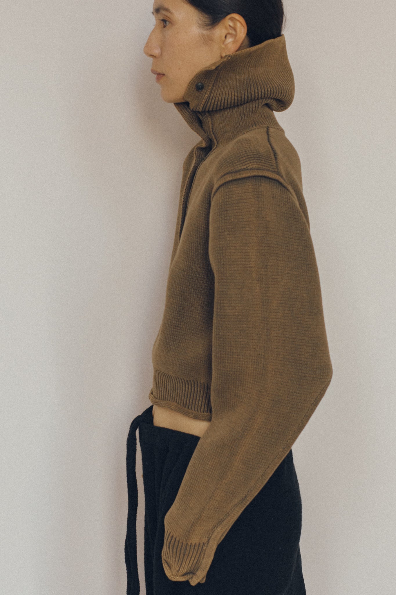 Turtleneck Acid Wash Milan Rib Sweater (ls44458K)