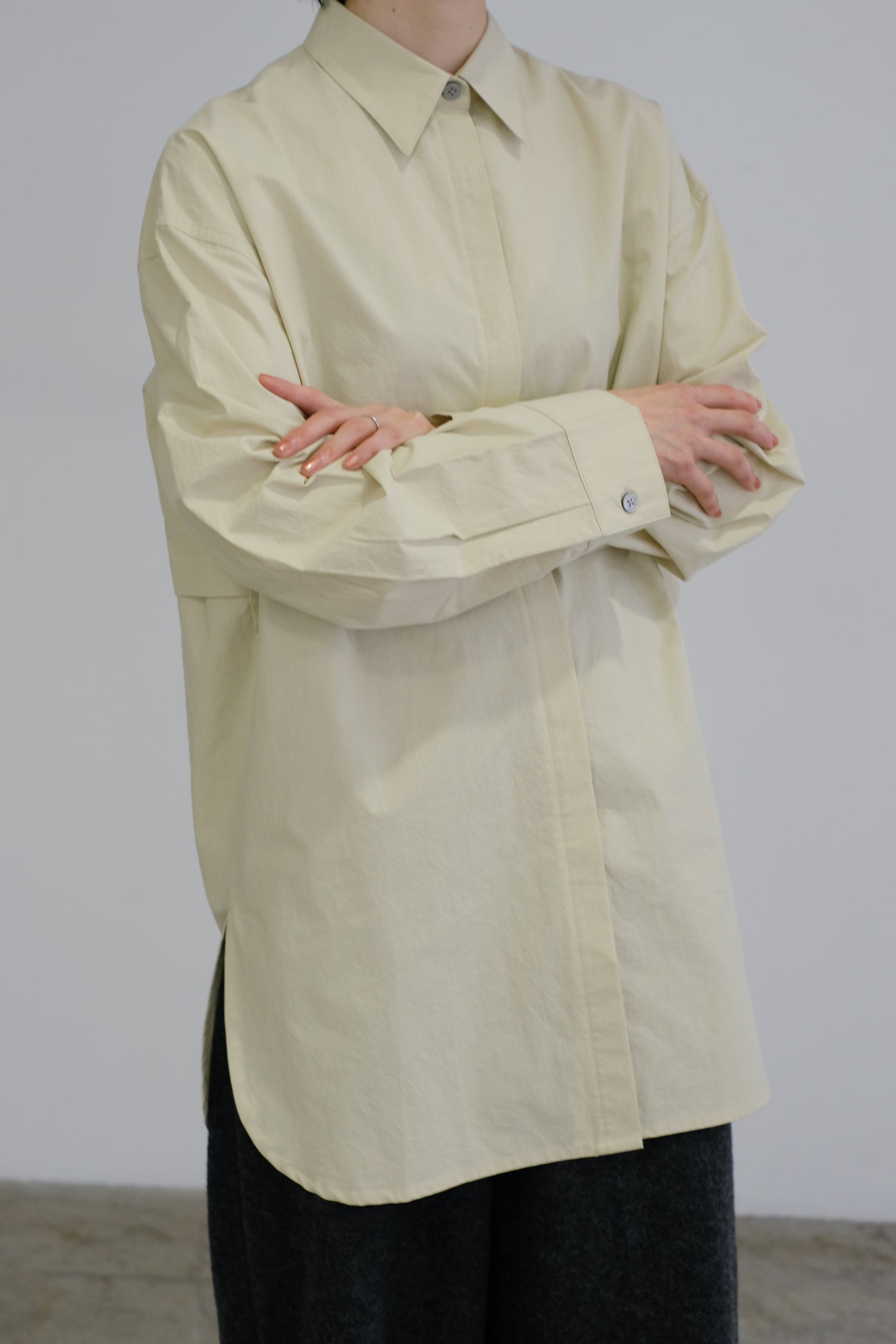 【展示会/先】Washer Broad 2way Big Shirt (ls54539T)