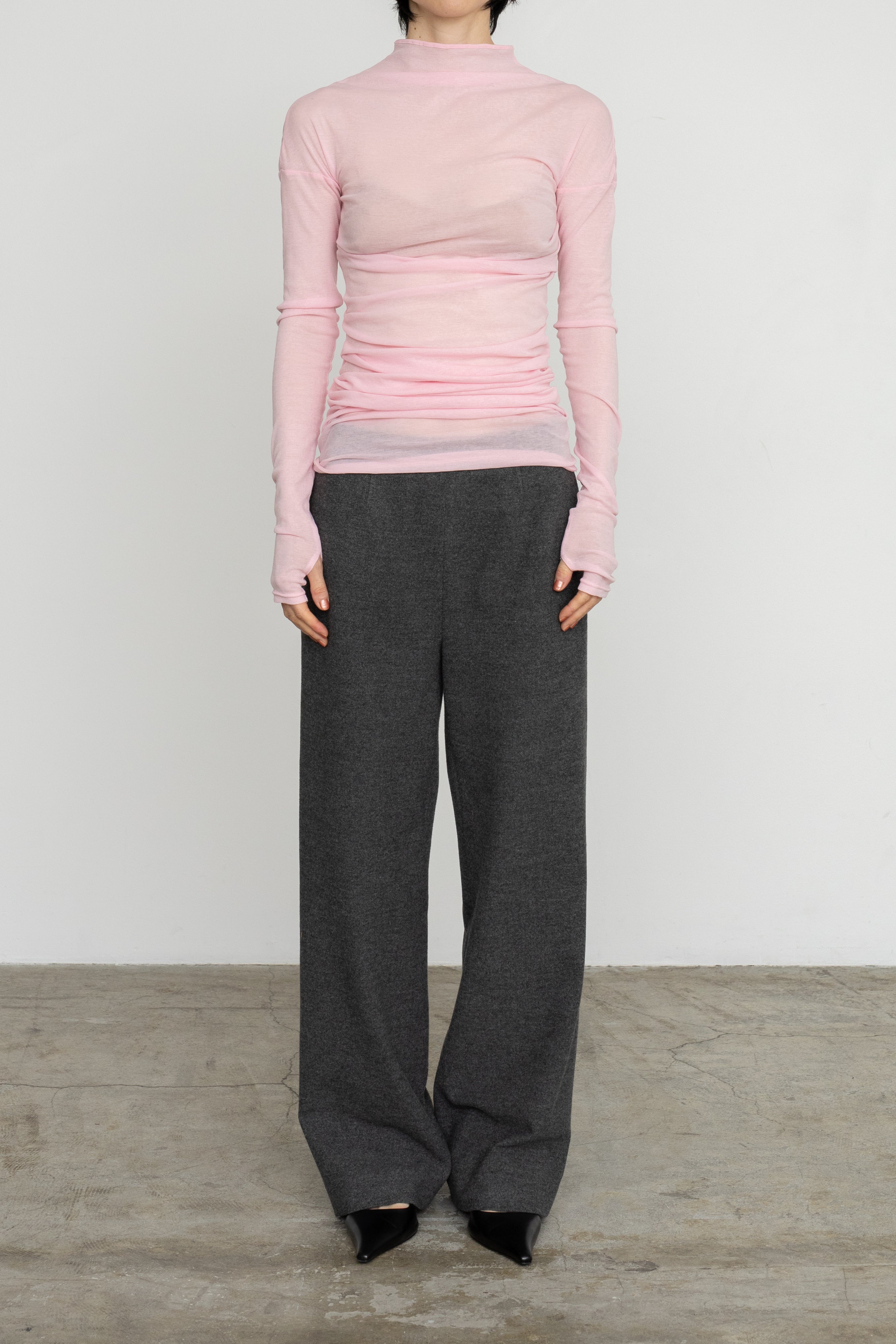 【展示会/後】Velvet Peach TR Wide Straight Trousers (ls54550P) ¥33,000