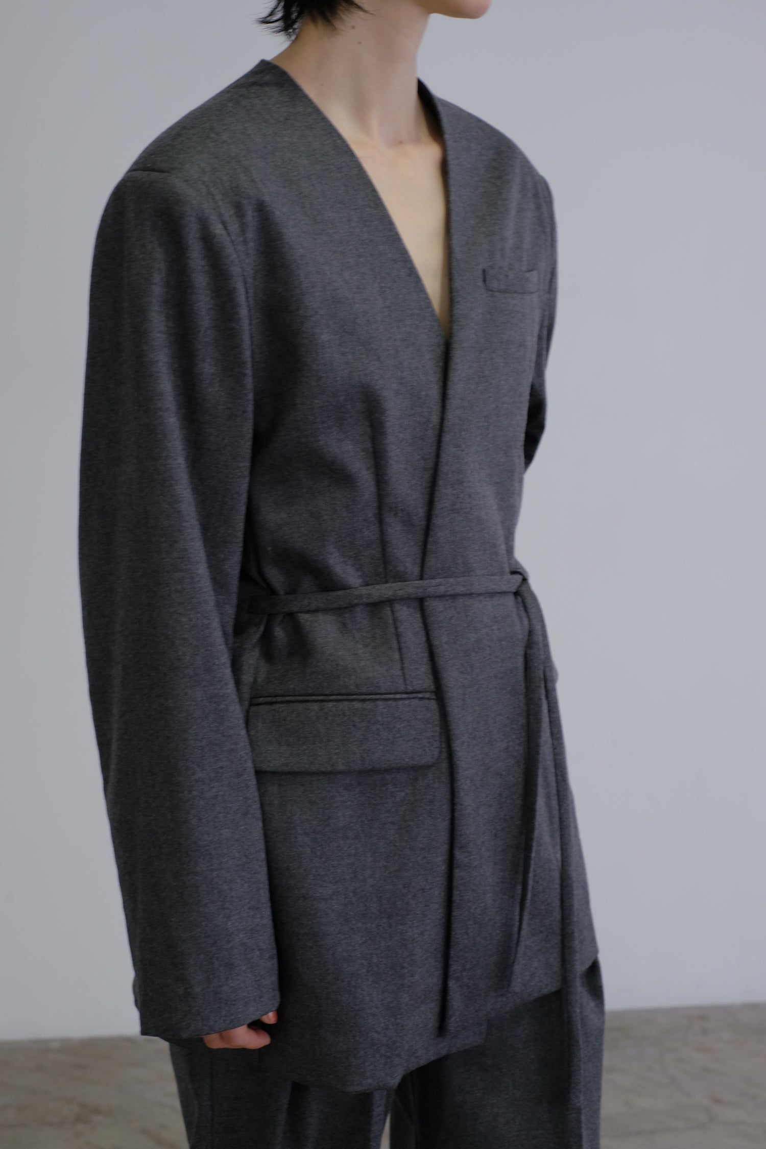 【展示会/後】Soft Wool Reversible Collarless Jacket (ls54538J) ¥79,200