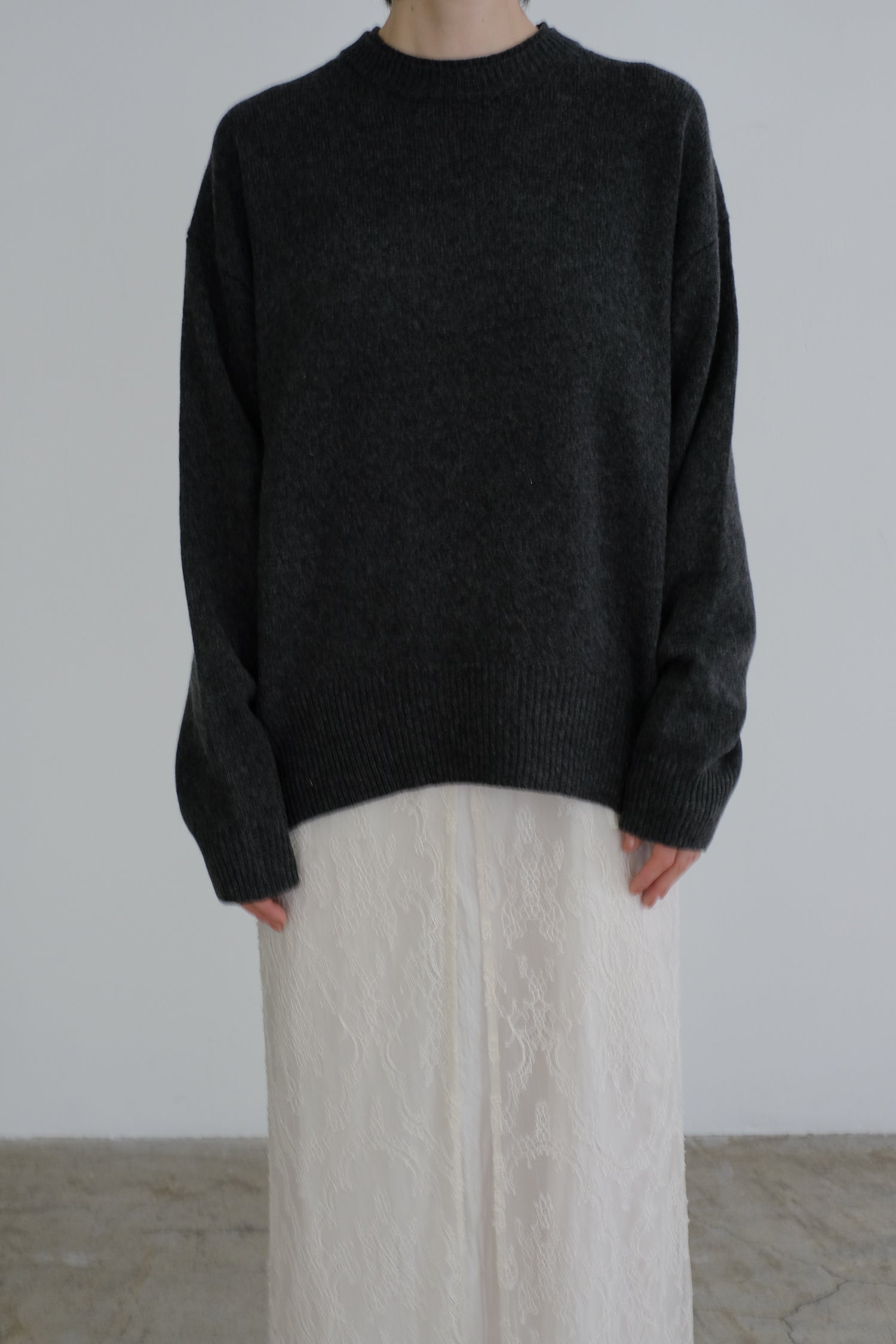 【展示会/後】Extra Fine Merino Wool  Double Neck Knit Pullover (ls54556K) ¥31,900