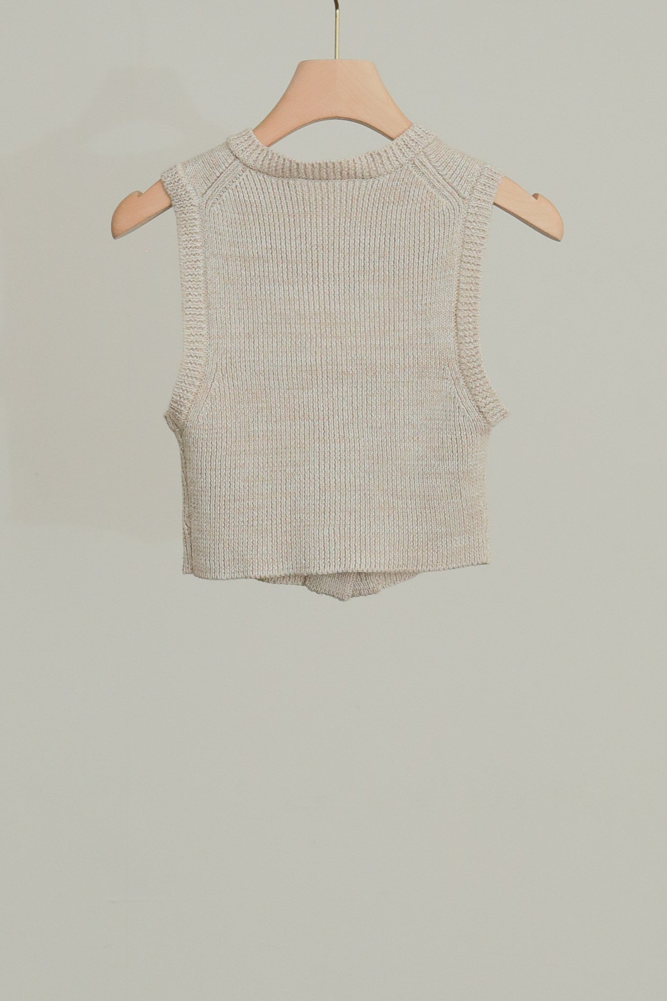 Linen Cotton Sleeveless Rib Knit Top（ls52522K）