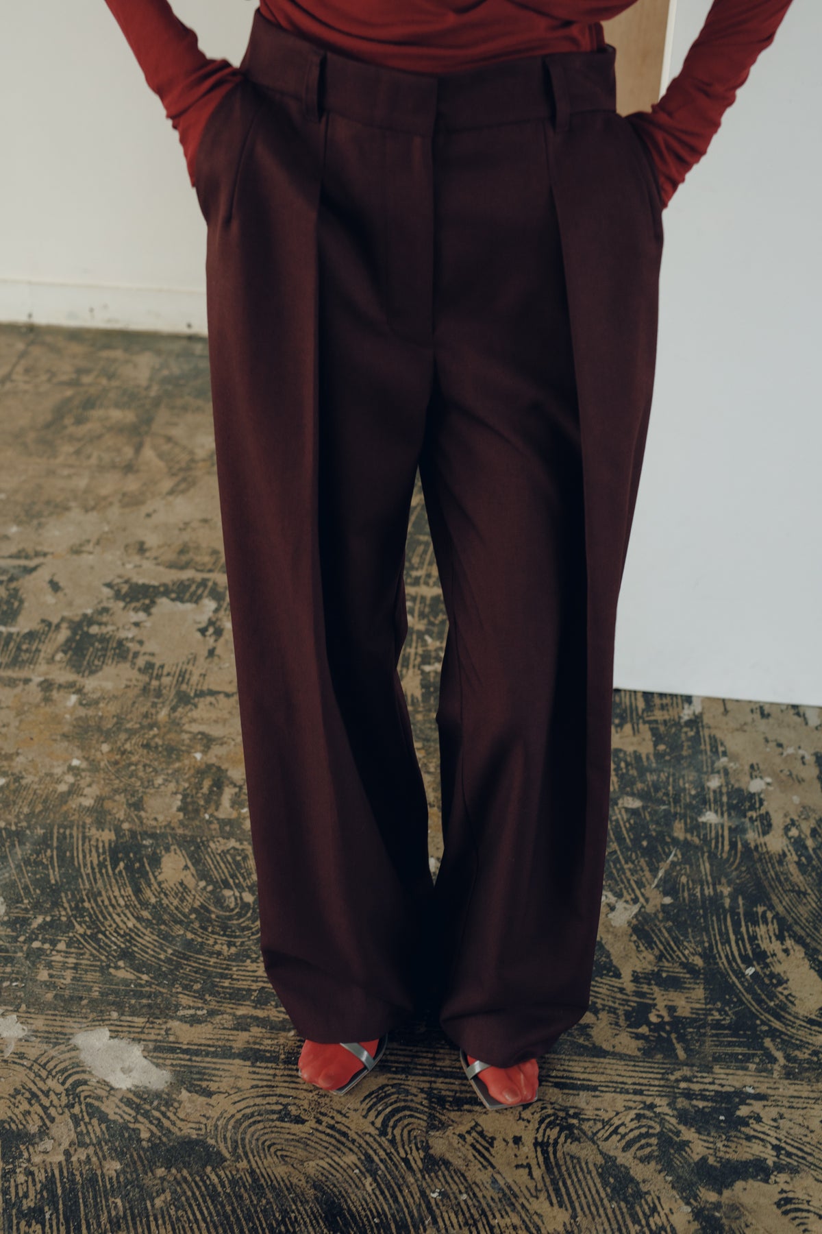 【展示会/後】Wool Mix Hip Huggers Tucked Wide Slacks FW ( ls64626P) ¥36,300-