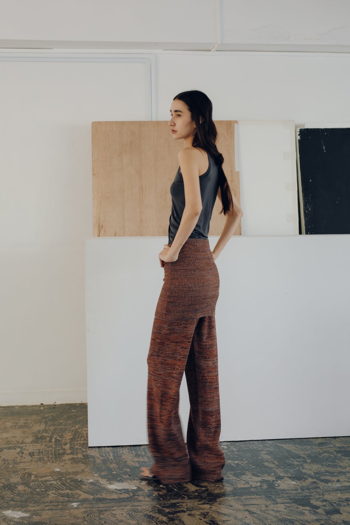 【展示会/後】Cotton 5color Marled Rib Knit Pants(ls64617P) ¥28,600-