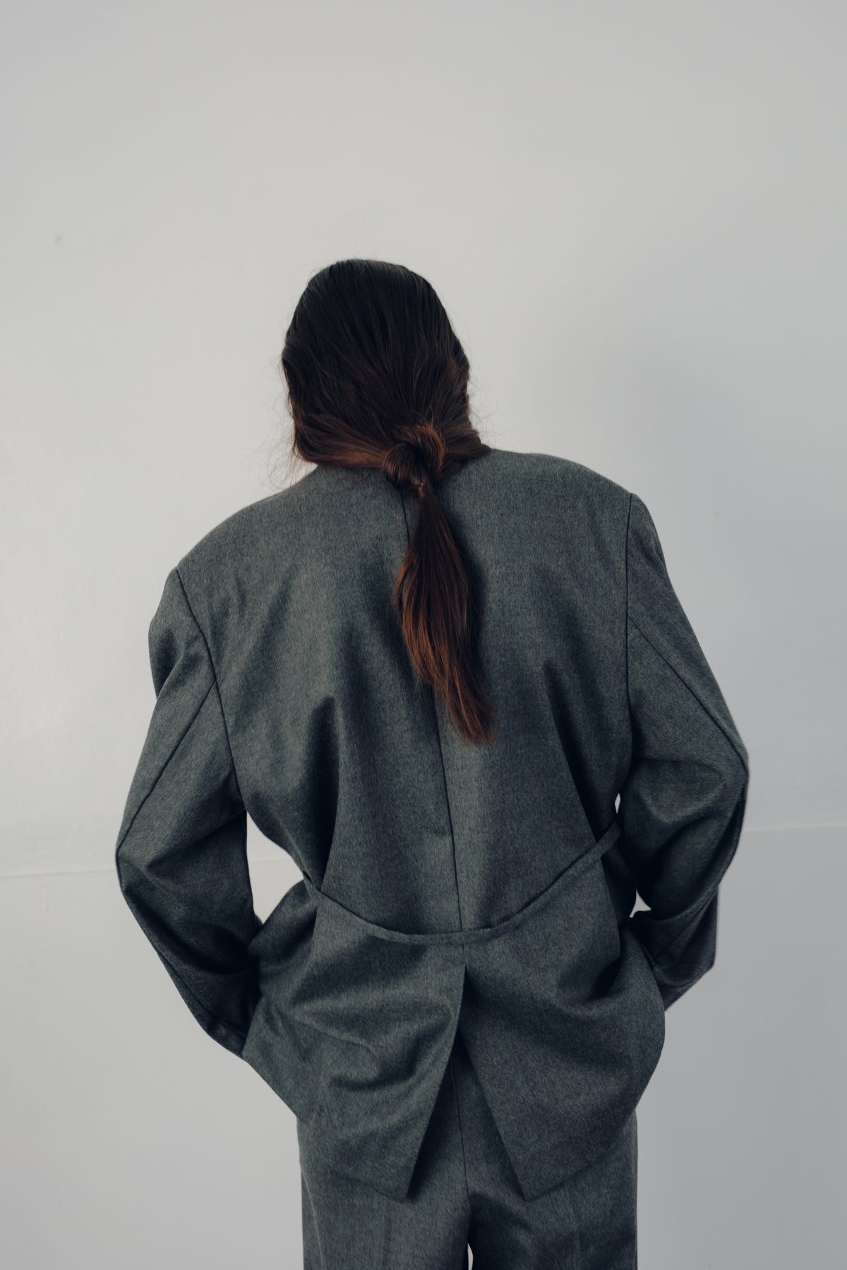Soft Wool Reversible Collarless Jacket (ls54538J)