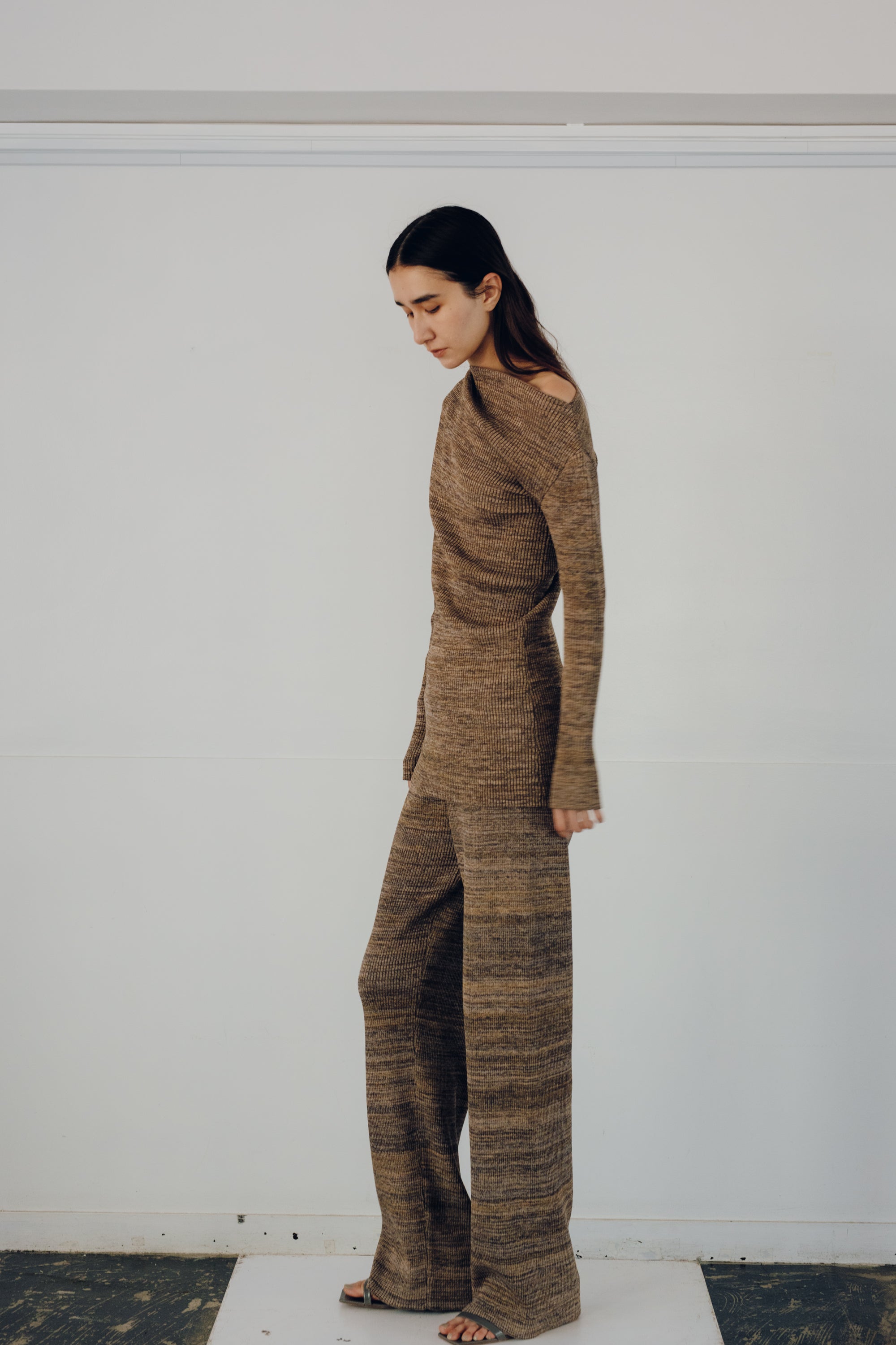 【展示会/後】Cotton 5color Marled Rib Knit Pants(ls64617P) ¥28,600-