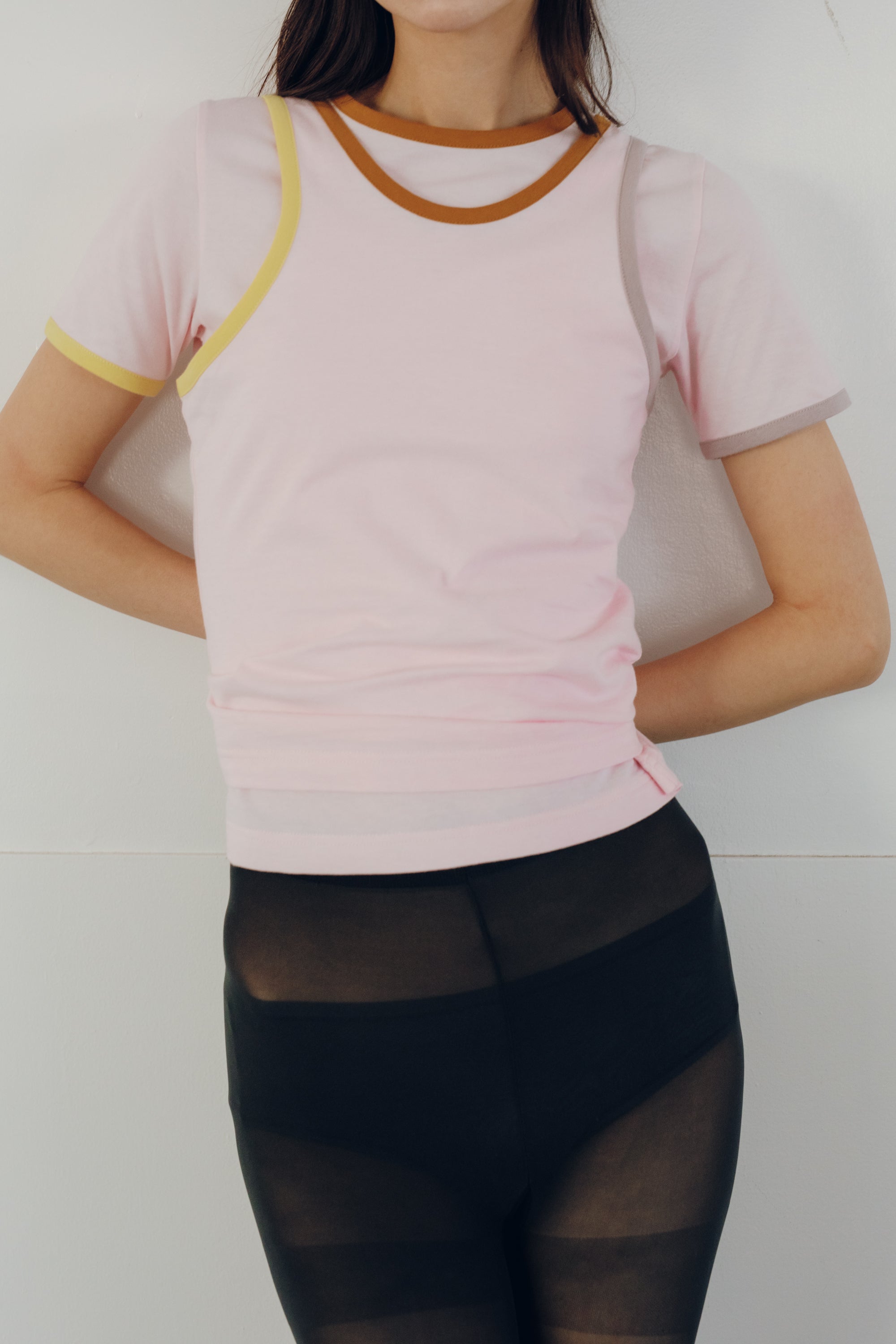 Multi Color Piping Fitted Tee(ls64629T)