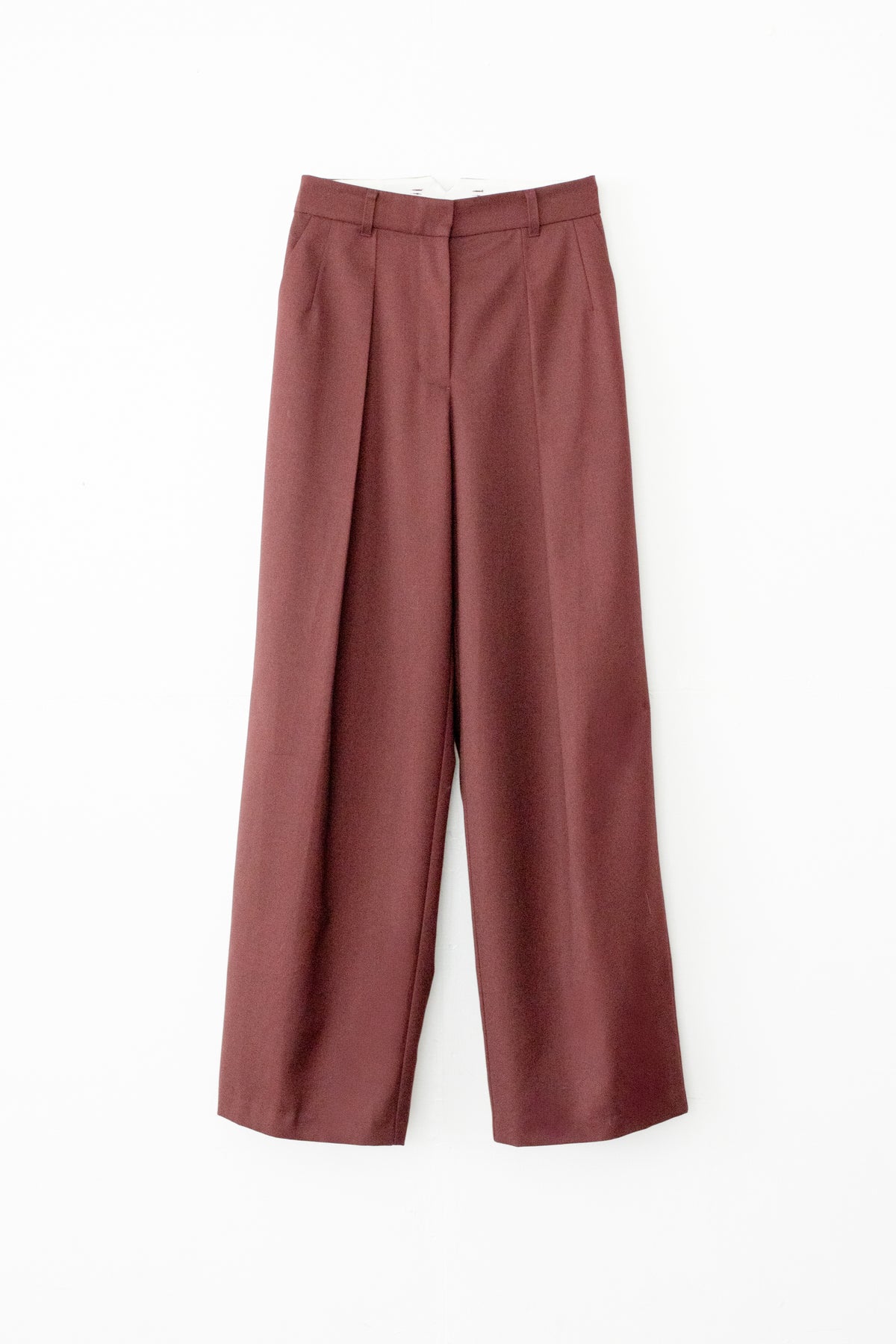 Wool Mix Hip Huggers Tucked Wide Slacks FW ( ls64626P)