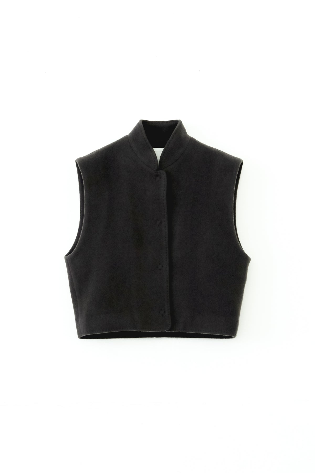 【展示会/後】Recycled Wool Nylon Stand Collar Short Vest (ls64602T) ¥33,000-