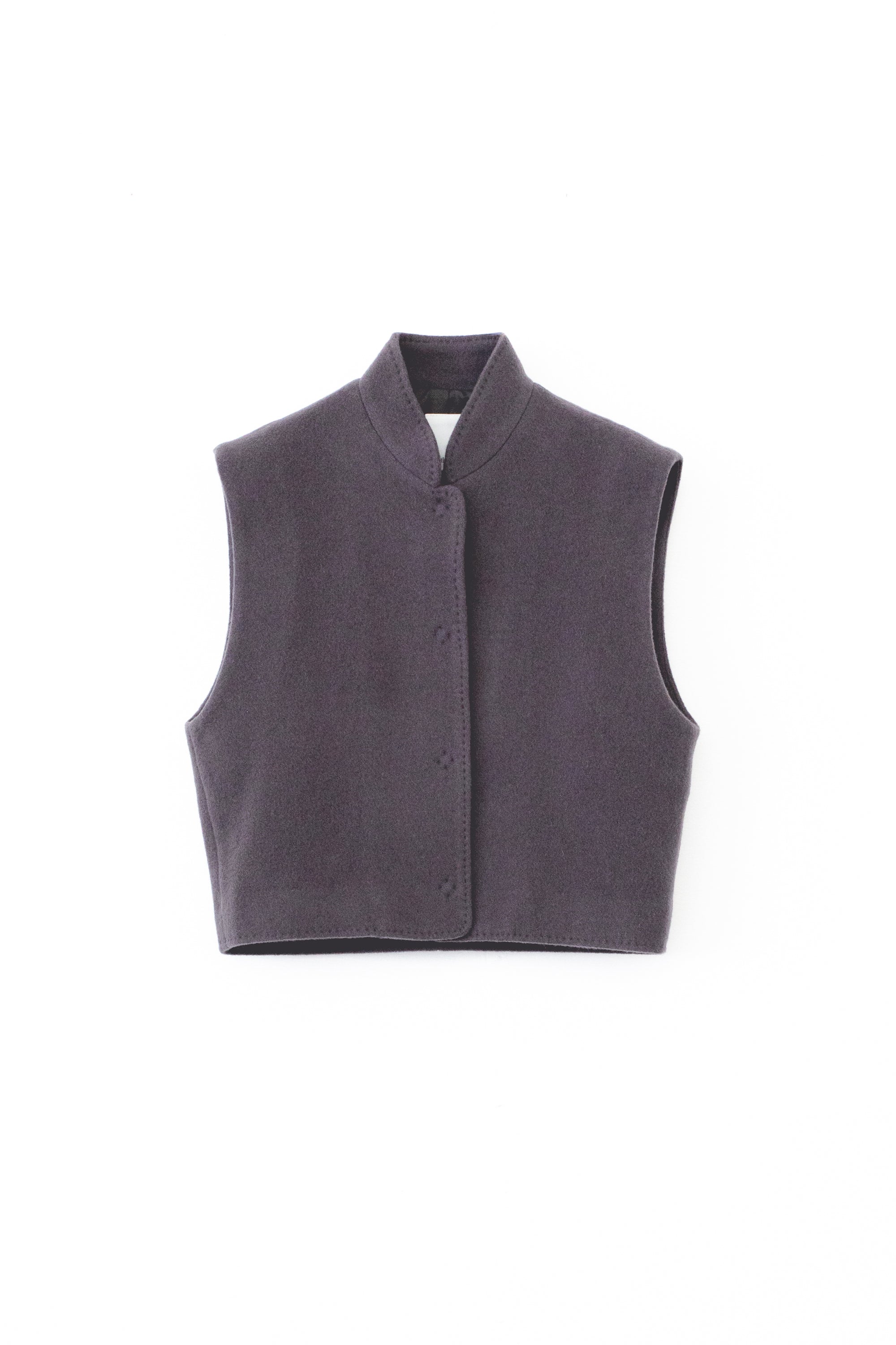 【展示会/後】Recycled Wool Nylon Stand Collar Short Vest (ls64602T) ¥33,000-