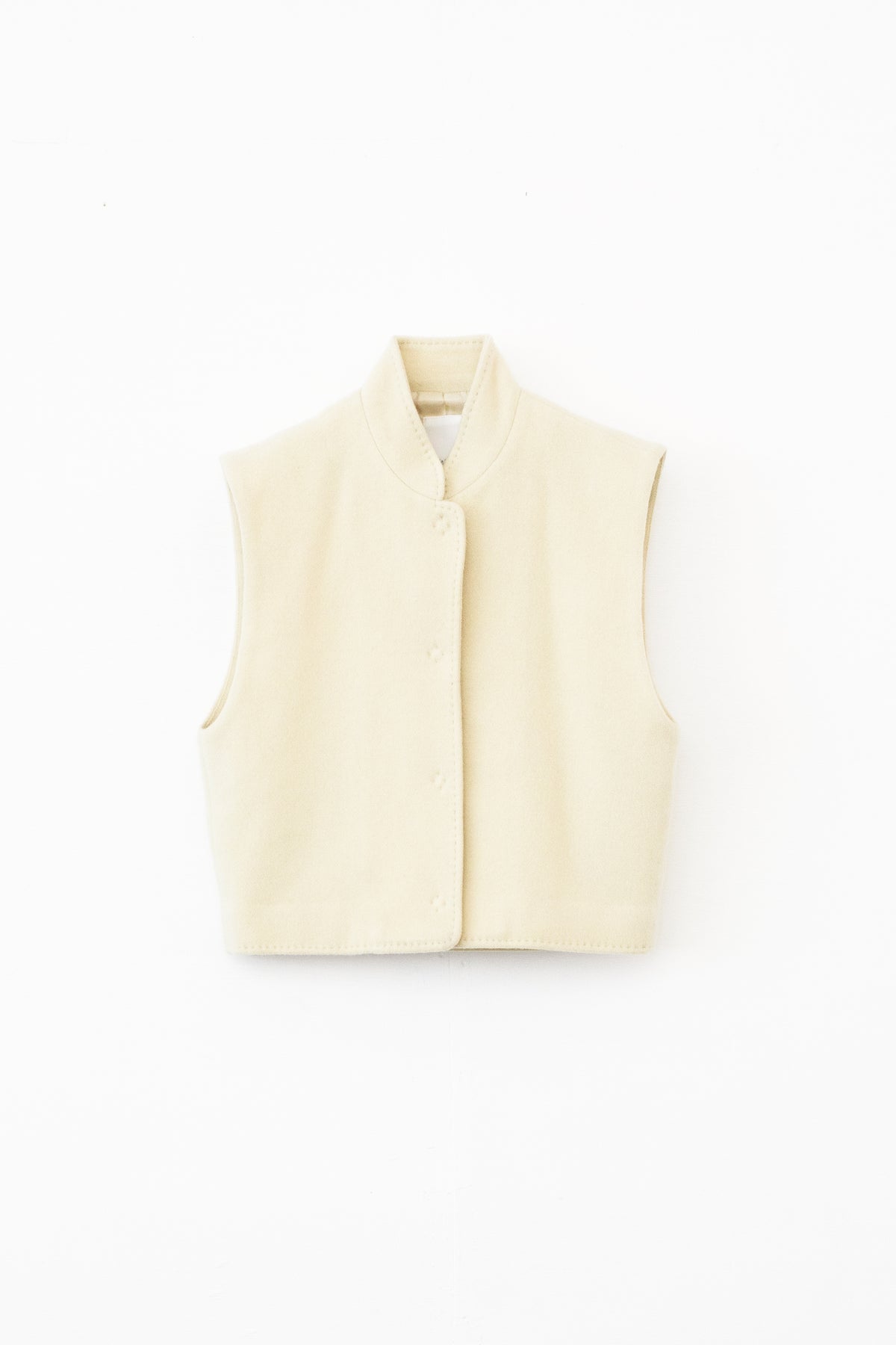 【展示会/後】Recycled Wool Nylon Stand Collar Short Vest (ls64602T) ¥33,000-