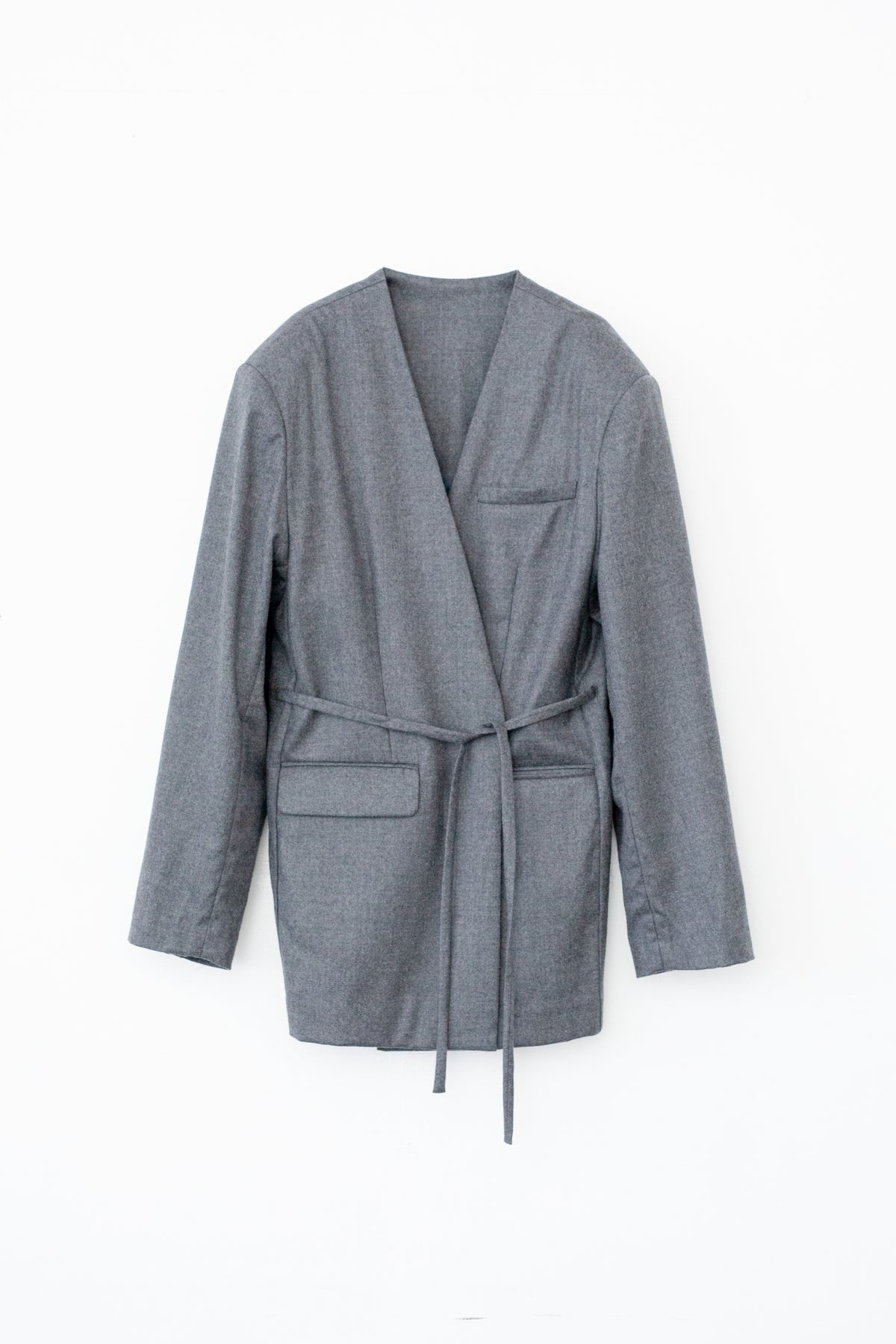 Soft Wool Reversible Collarless Jacket (ls54538J)
