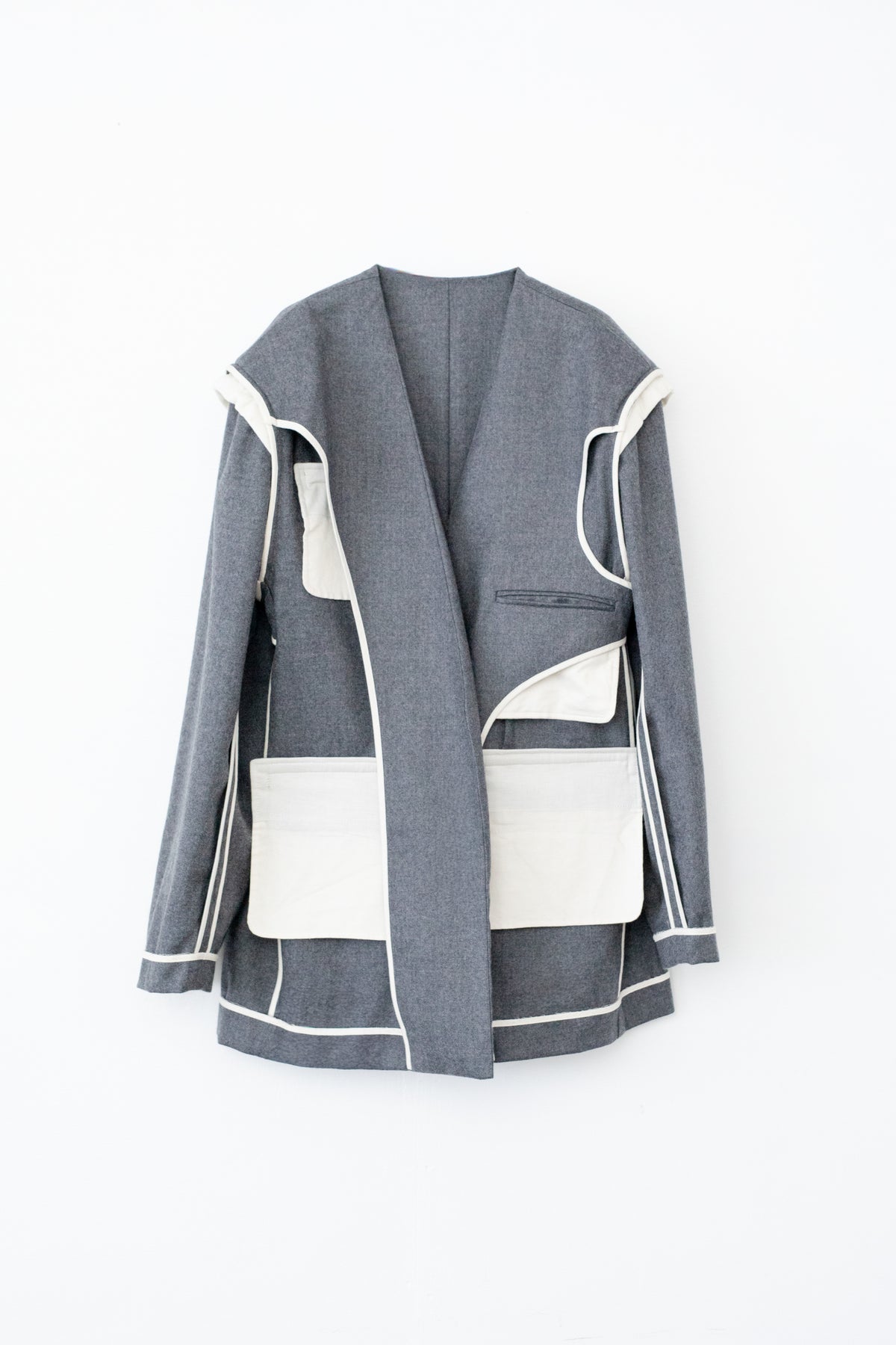 Soft Wool Reversible Collarless Jacket (ls54538J)