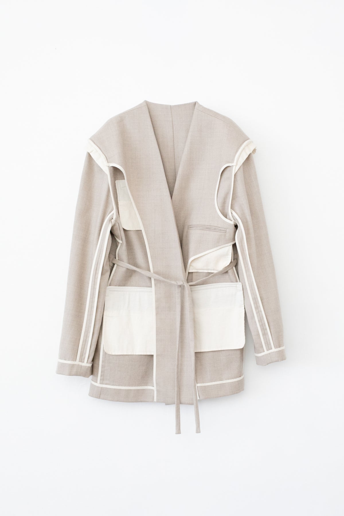 Soft Wool Reversible Collarless Jacket (ls54538J)