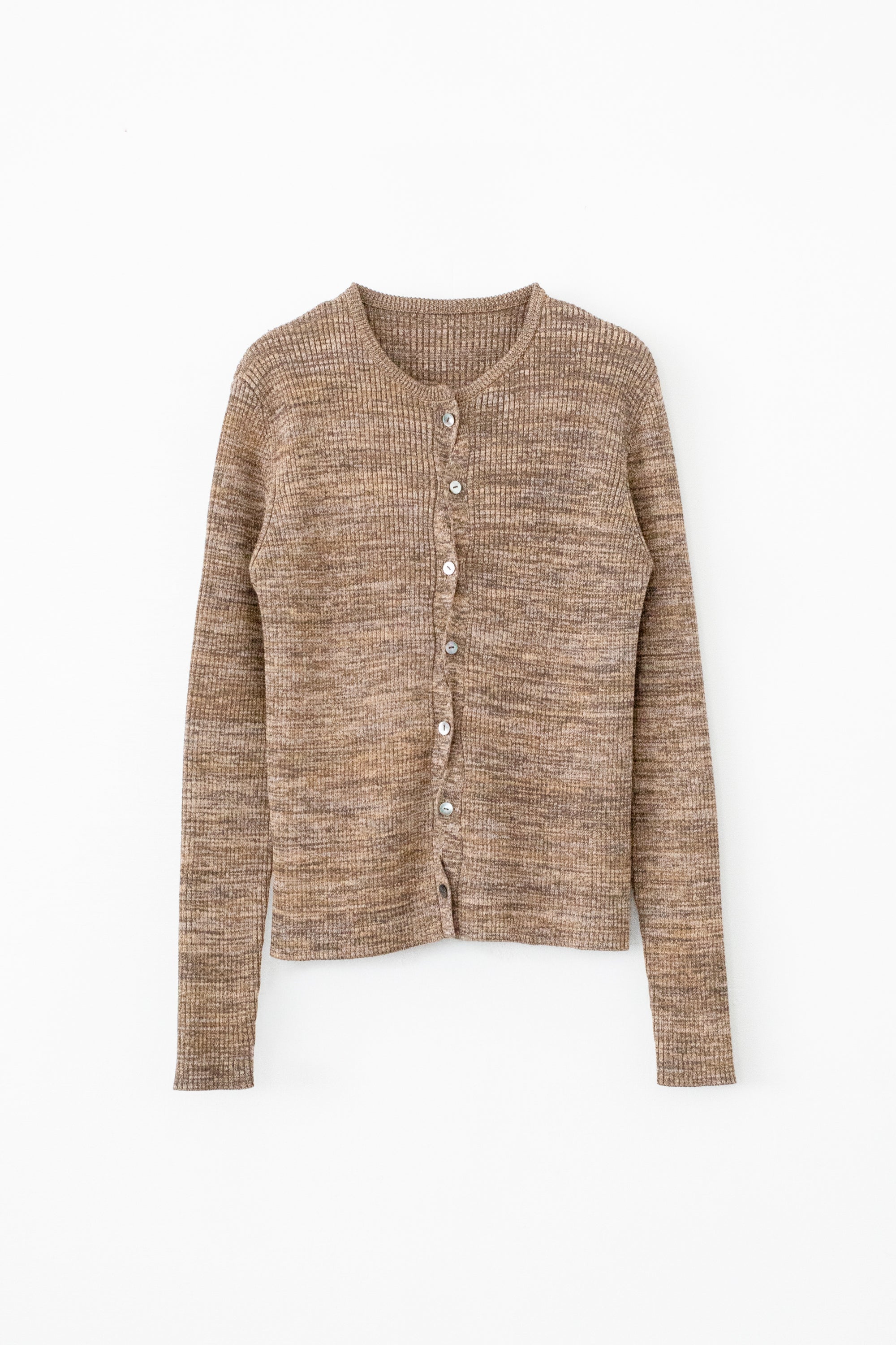 【展示会/後】Cotton 5color Marled Rib Knit Cardigan (ls64607K) ¥24,200-
