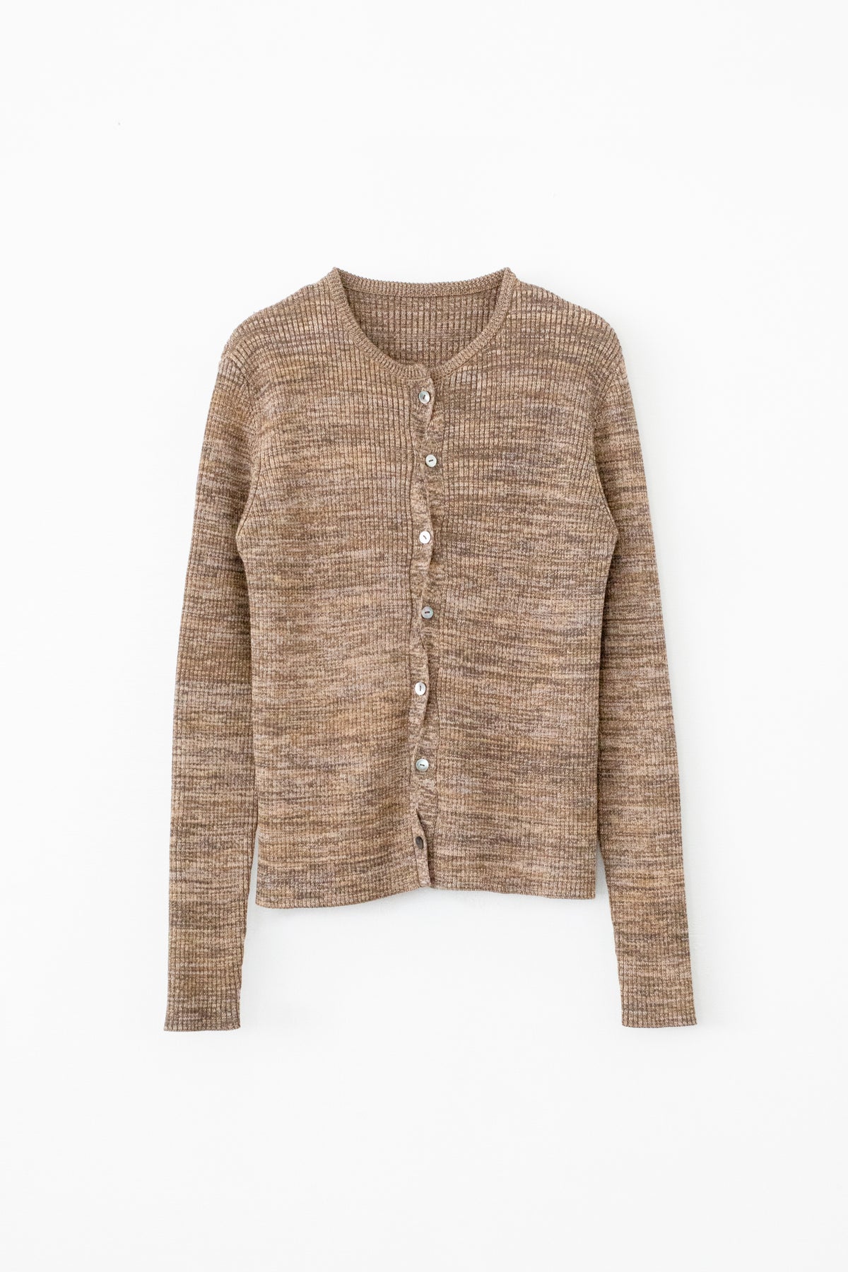 Cotton 5color Marled Rib Knit Cardigan Moss