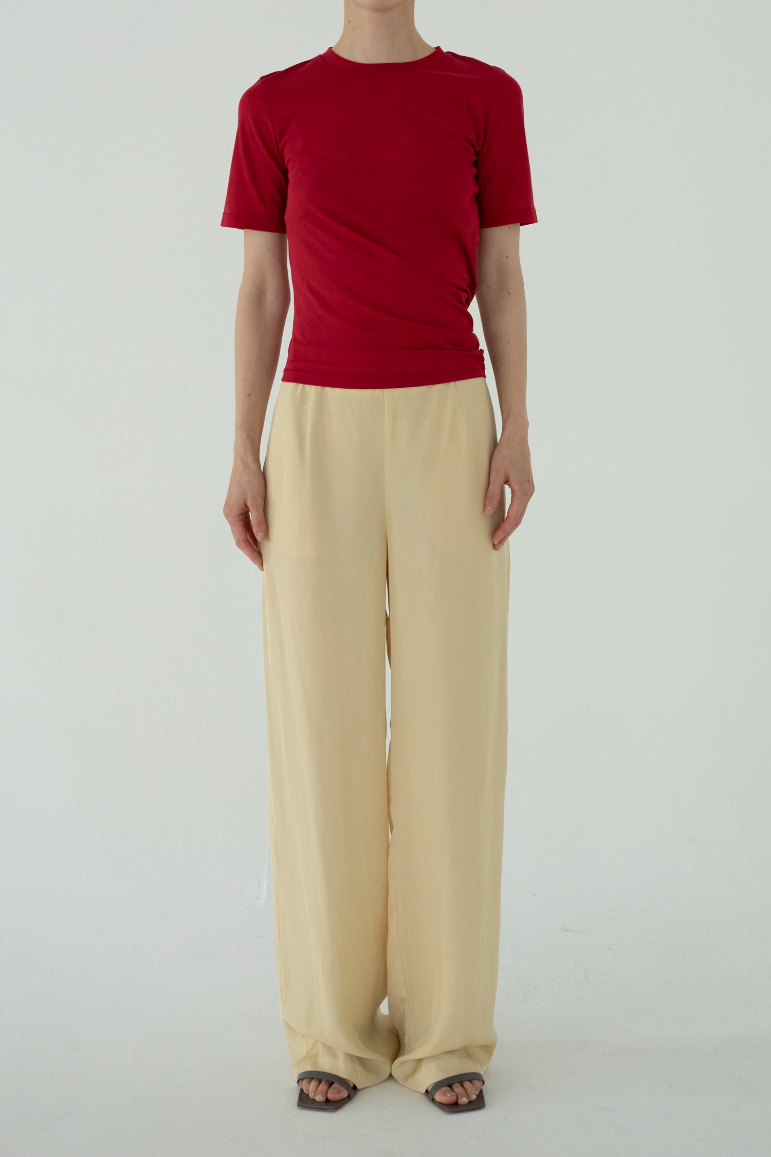 【展示会/後】Vintage Finished Satin Straight Trousers (ls62588P) ¥28,600-