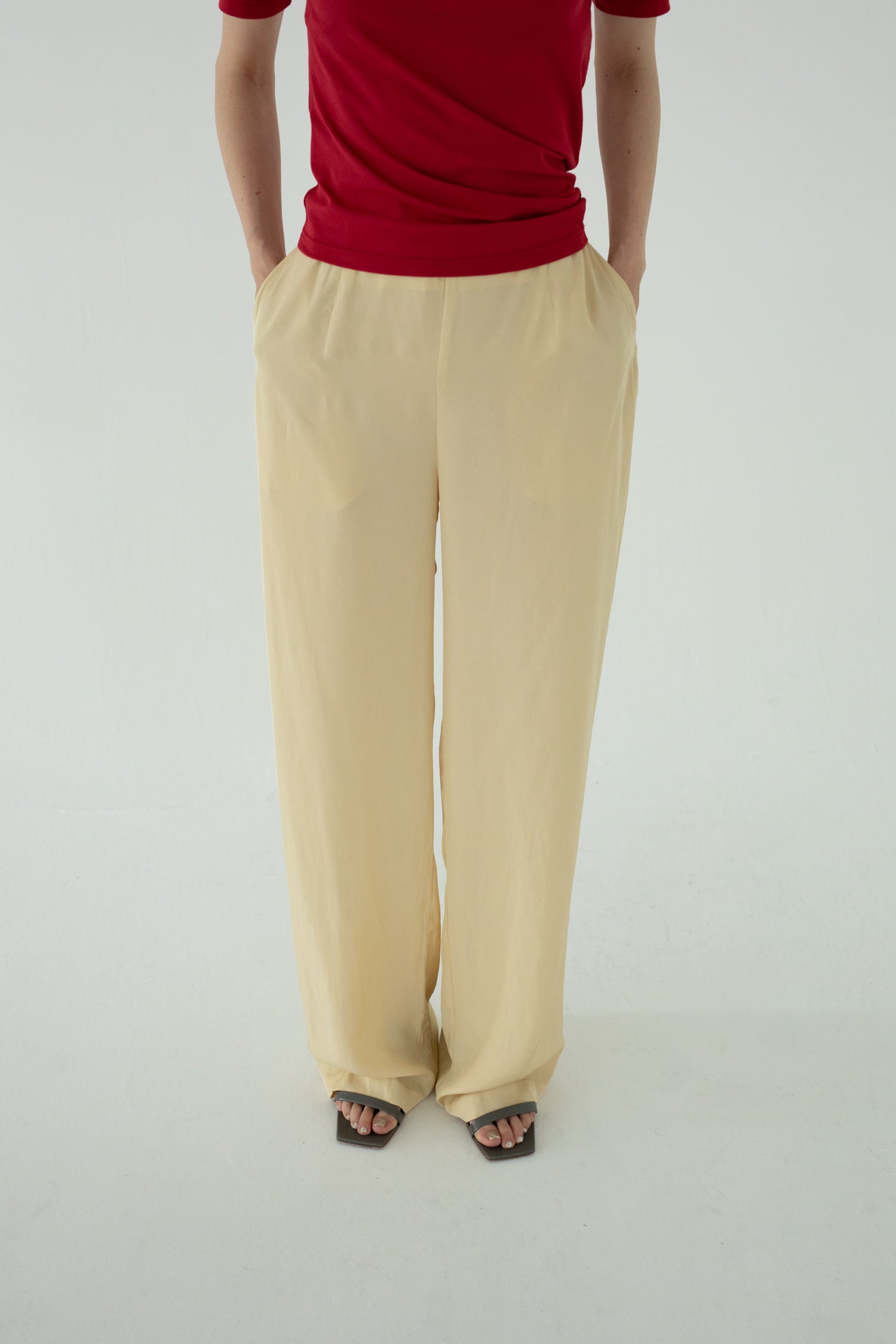 【展示会/後】Vintage Finished Satin Straight Trousers (ls62588P) ¥28,600-
