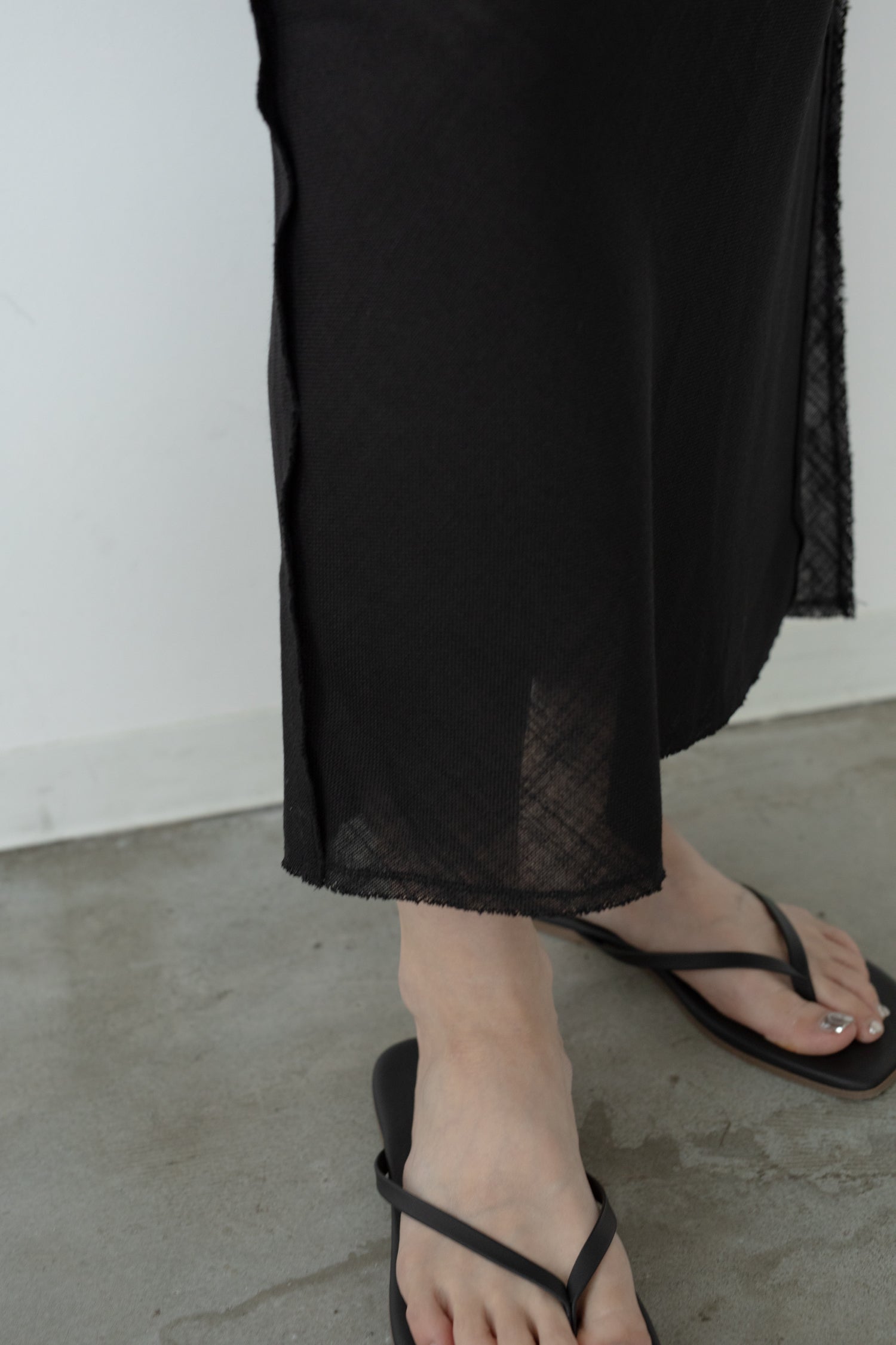 【展示会/後】Linen Like PL Unhemmed Dress (ls62592D)  ¥37,400-