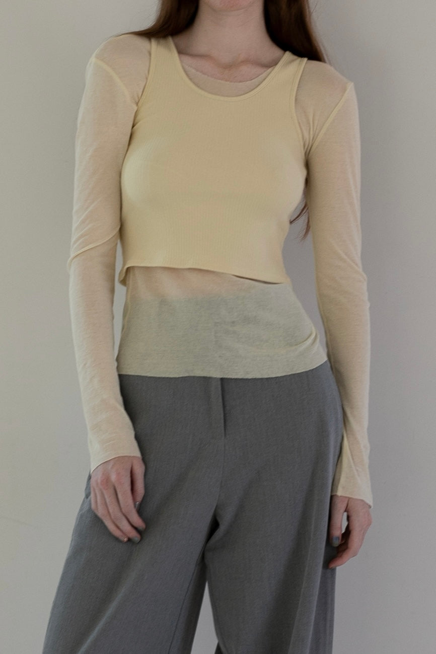 Sheer Top With Rib Tank (ls52528T)