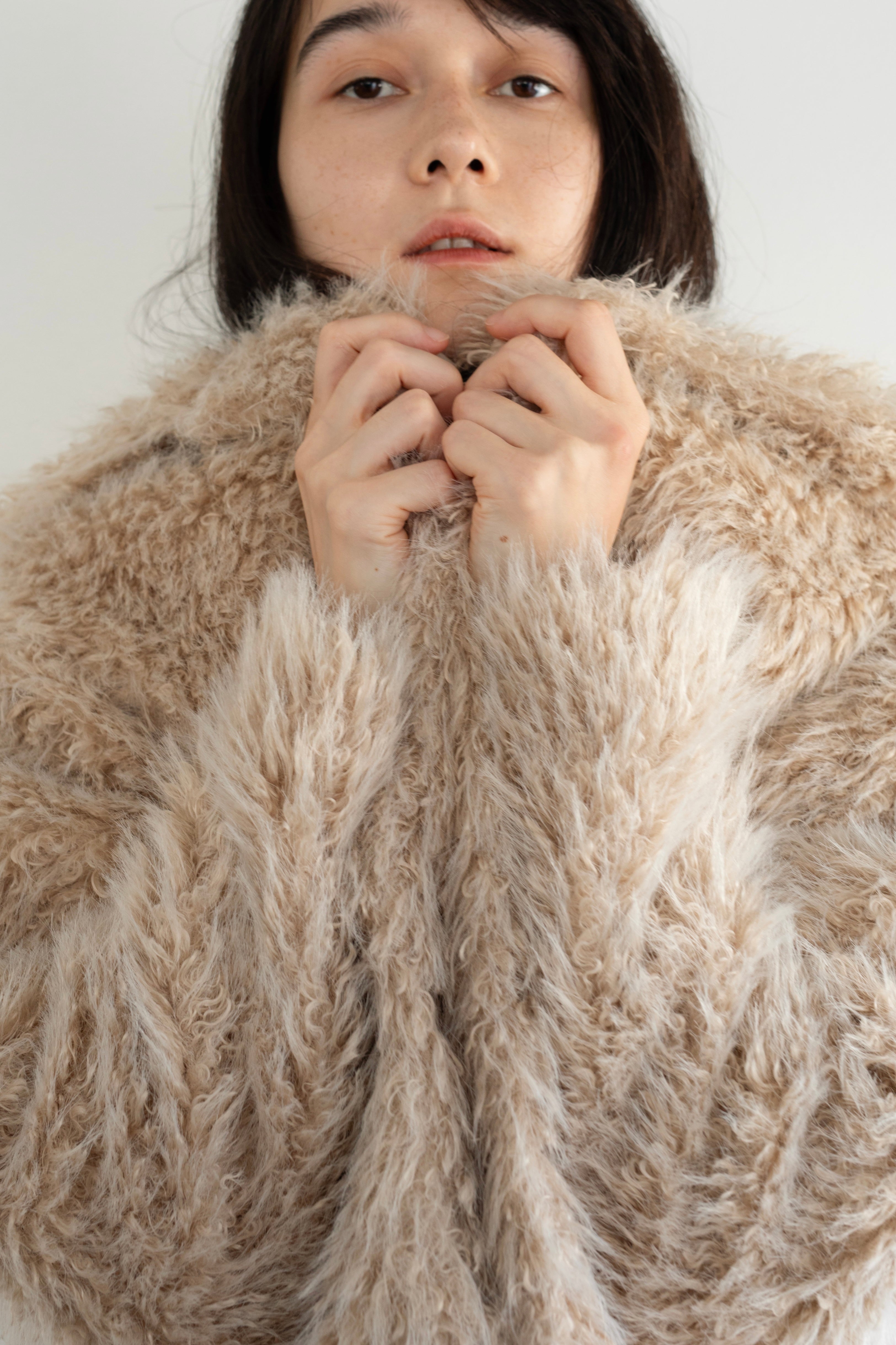 Eco Fur Snap Front Jacket (ls54536J)