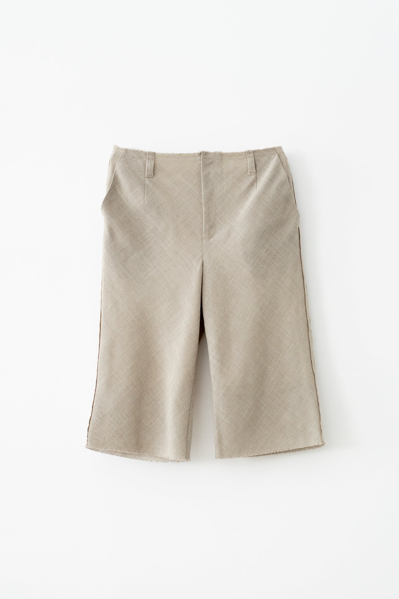 Linen Like PL Unhemmed Hip Hugger Half Pants (ls72655P)