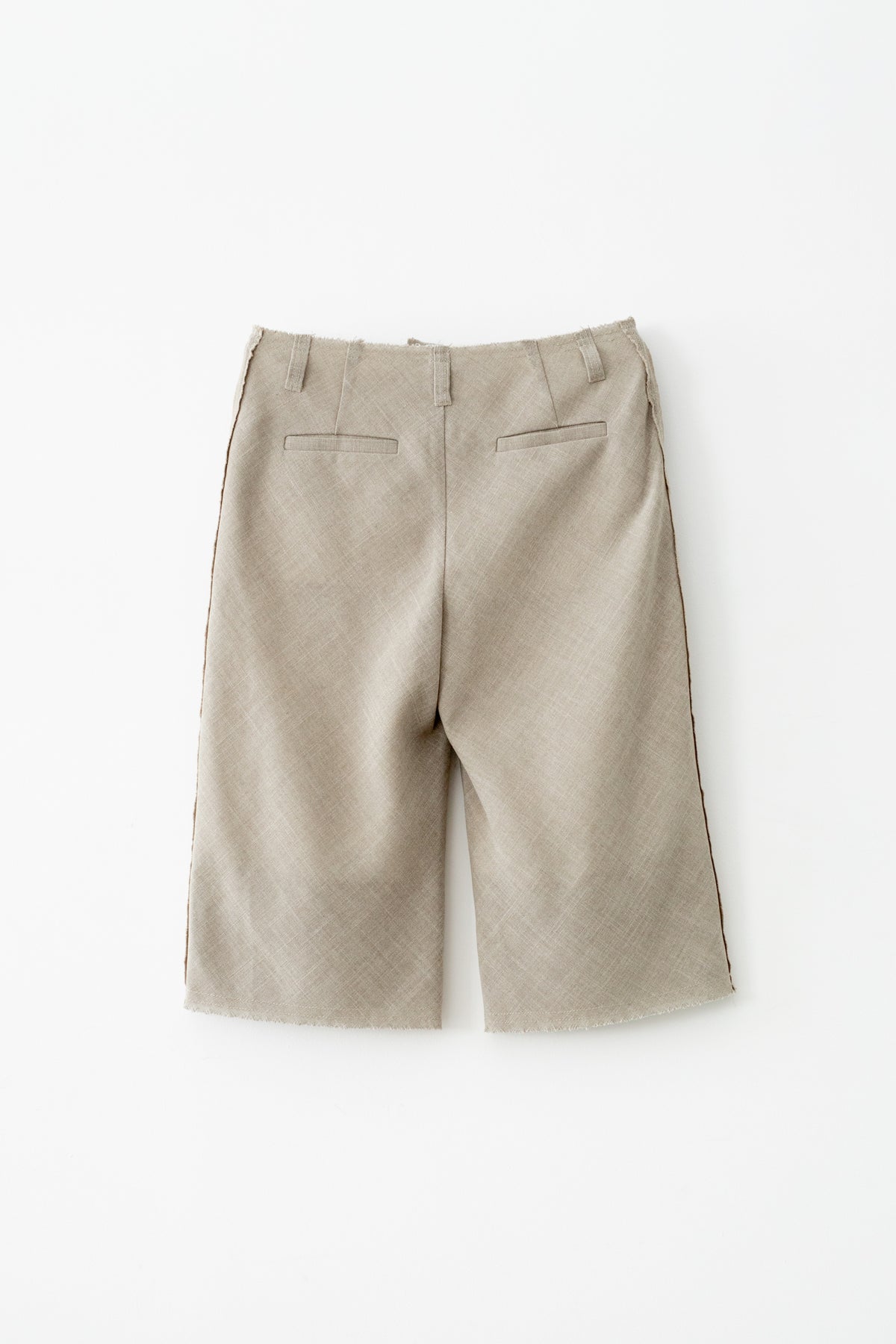 Linen Like PL Unhemmed Hip Hugger Half Pants (ls72655P)