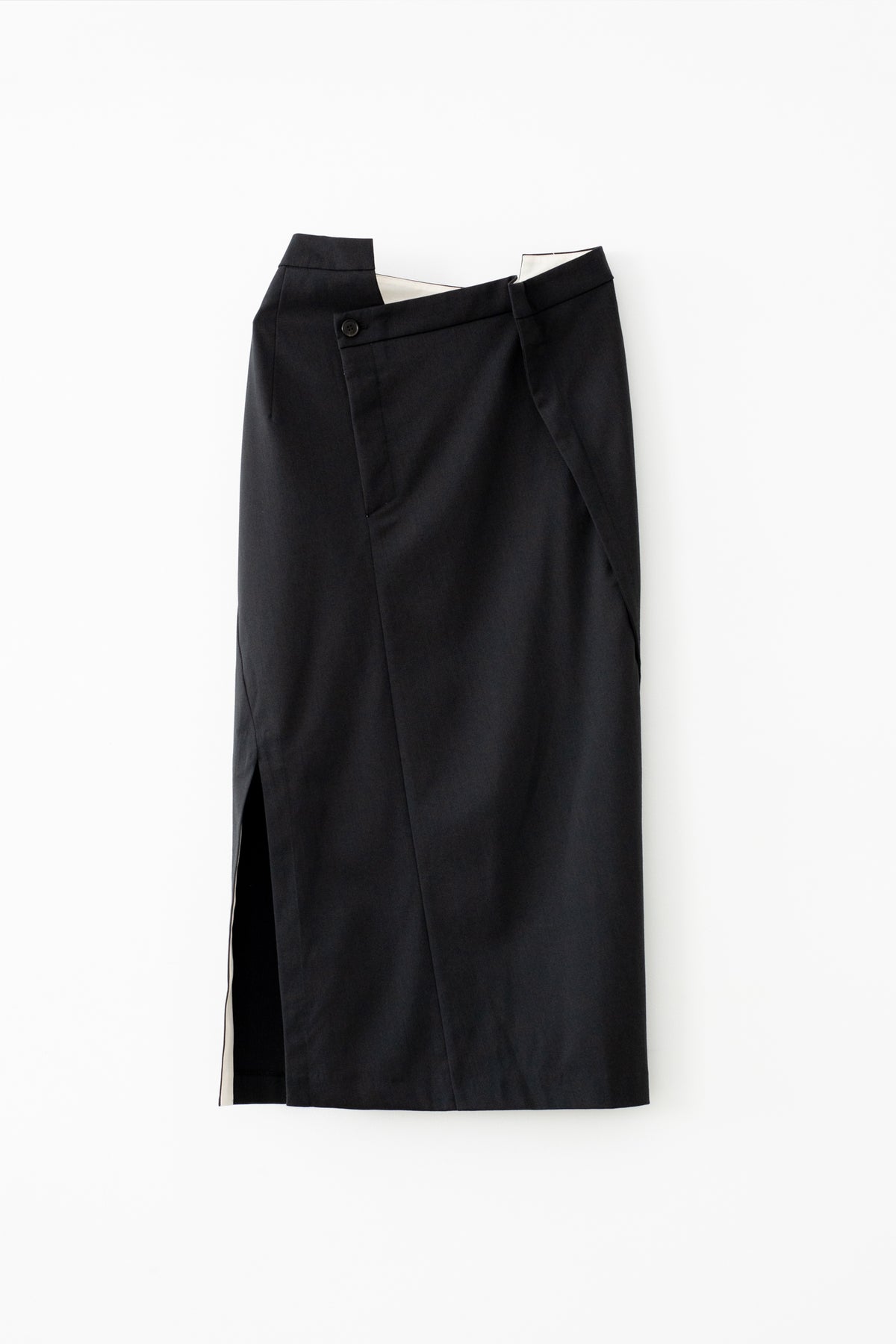 Wool Mix Gabardine Spiral Seam Skirt (ls72637S)