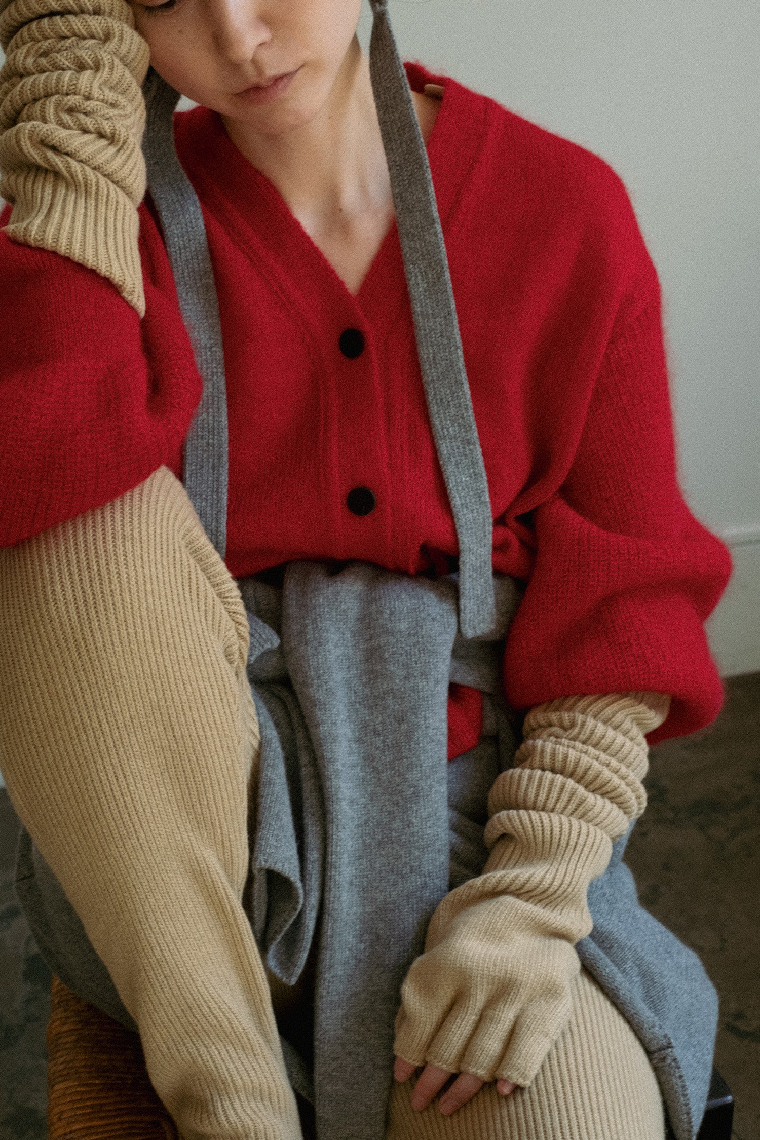 Kid Mohair Balloon Sleeves Cardigan (ls24306K)