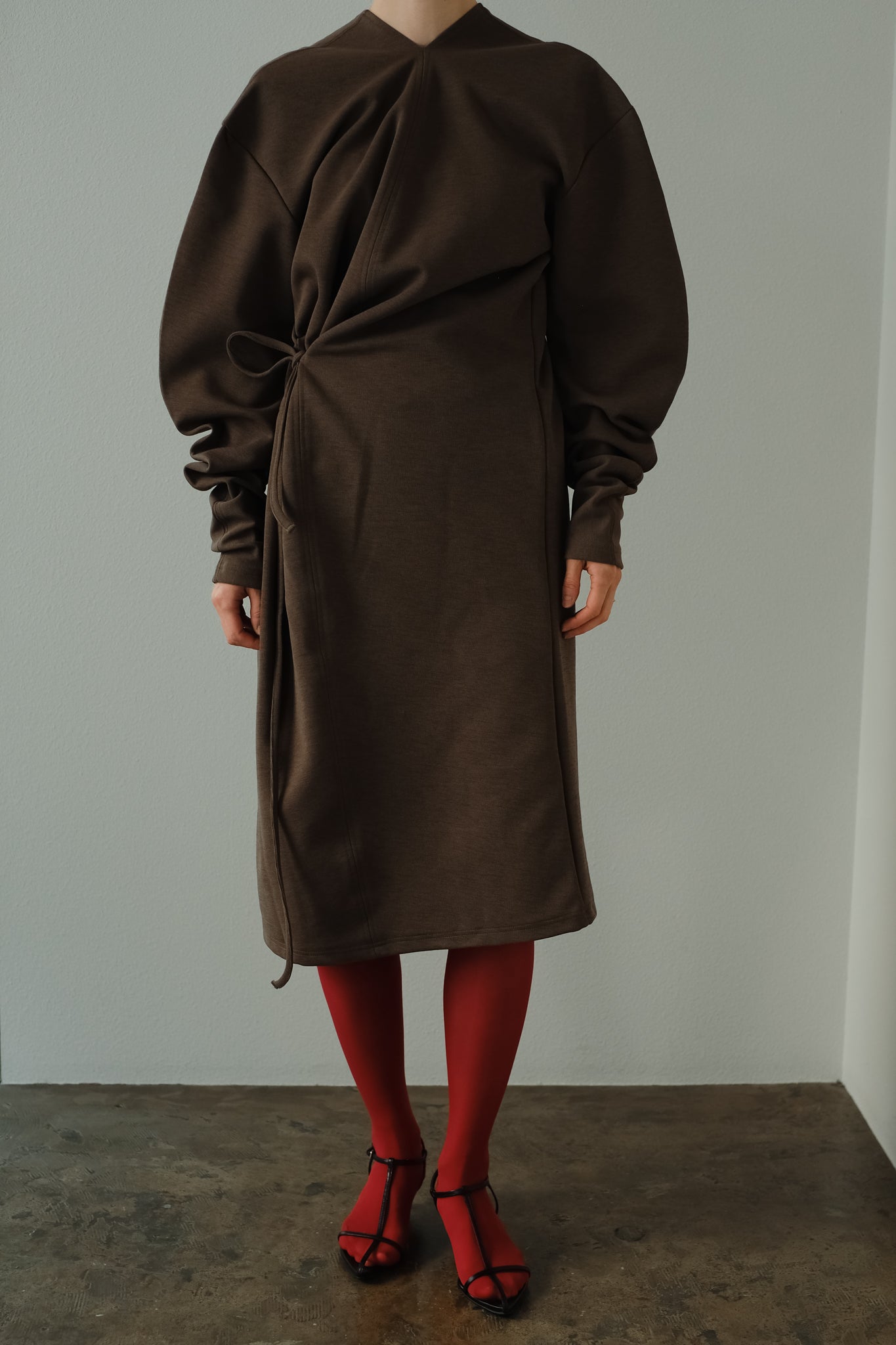 Drape Construction 2way Jersey Dress（ls34404D）