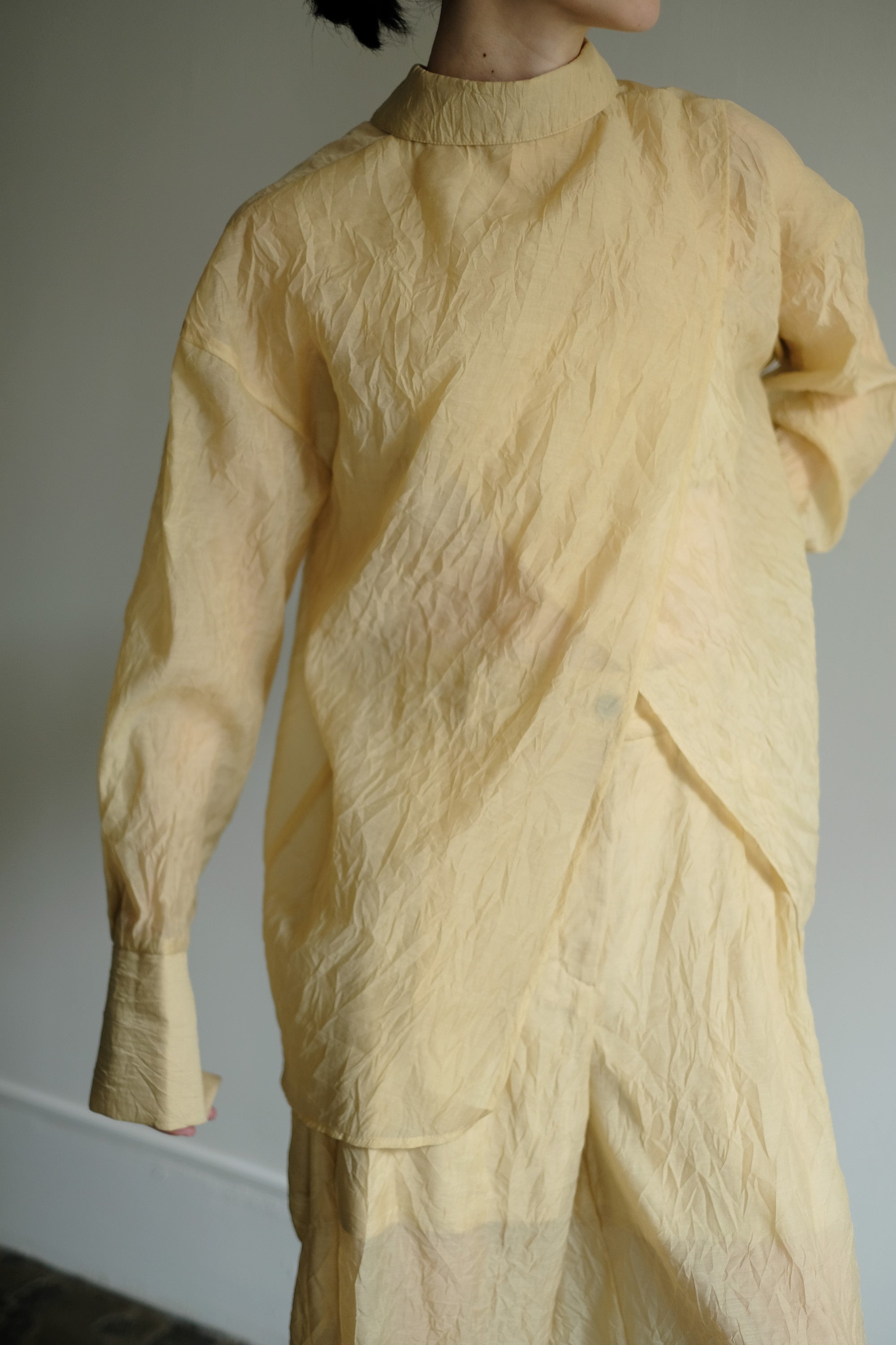 【Online限定】Wrinkle Organdy  Overlap Back Shirt (ls24331T)