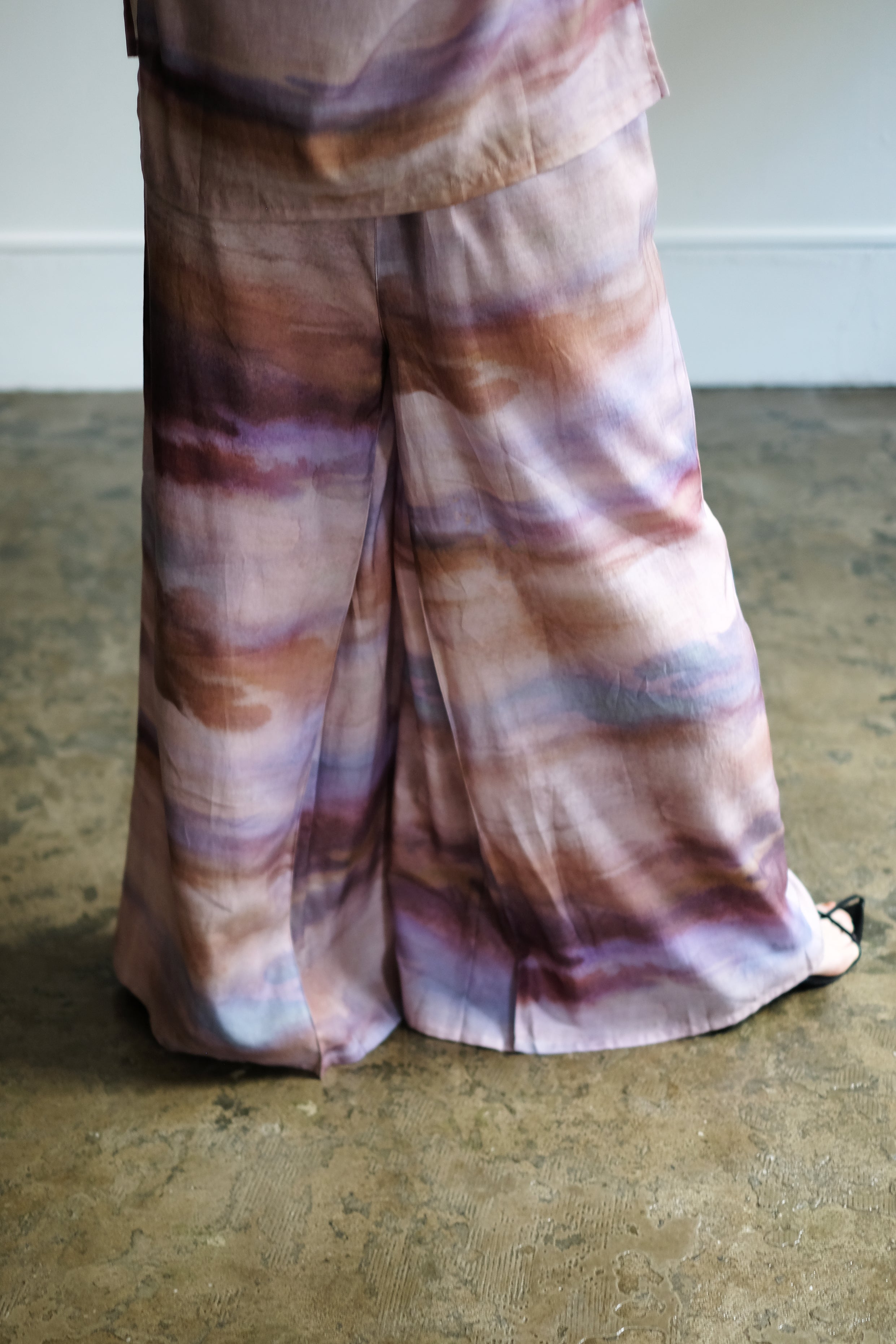 Watercolor Print Tucked Inside Wide Pants（ls11209P）