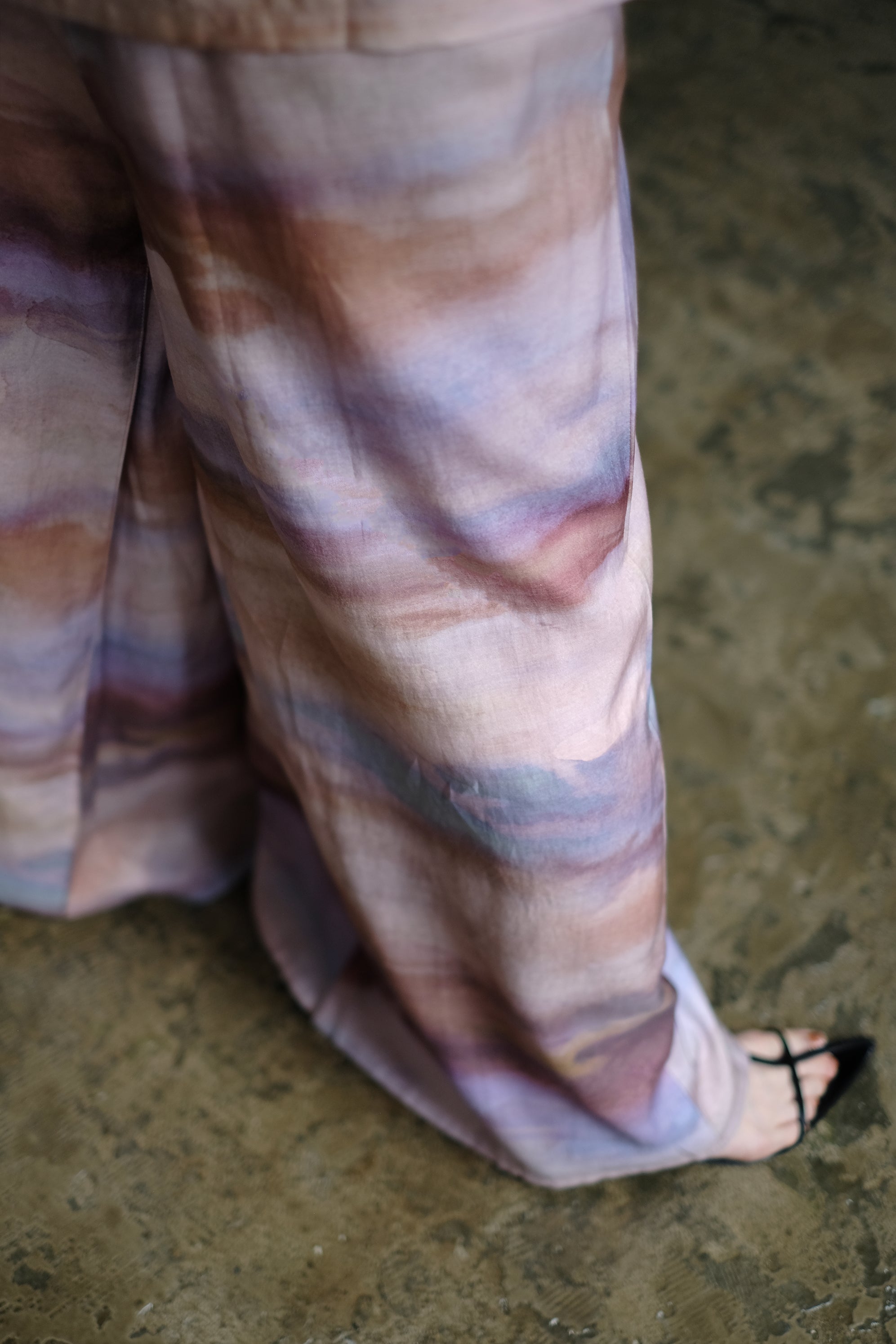 Watercolor Print Tucked Inside Wide Pants（ls11209P）