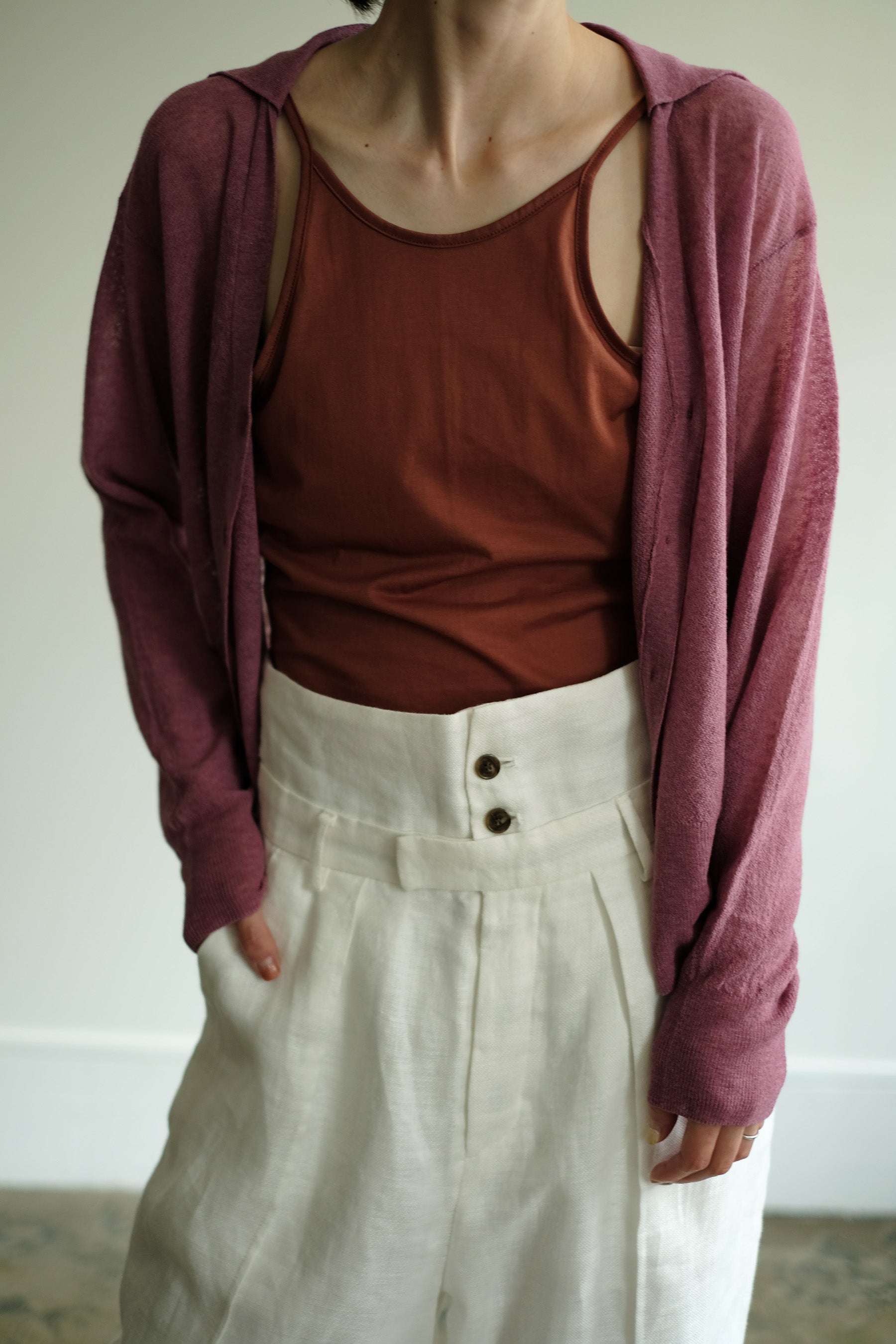 Cotton Linen Dry Touch V Collar Cardigan（ls11217K）