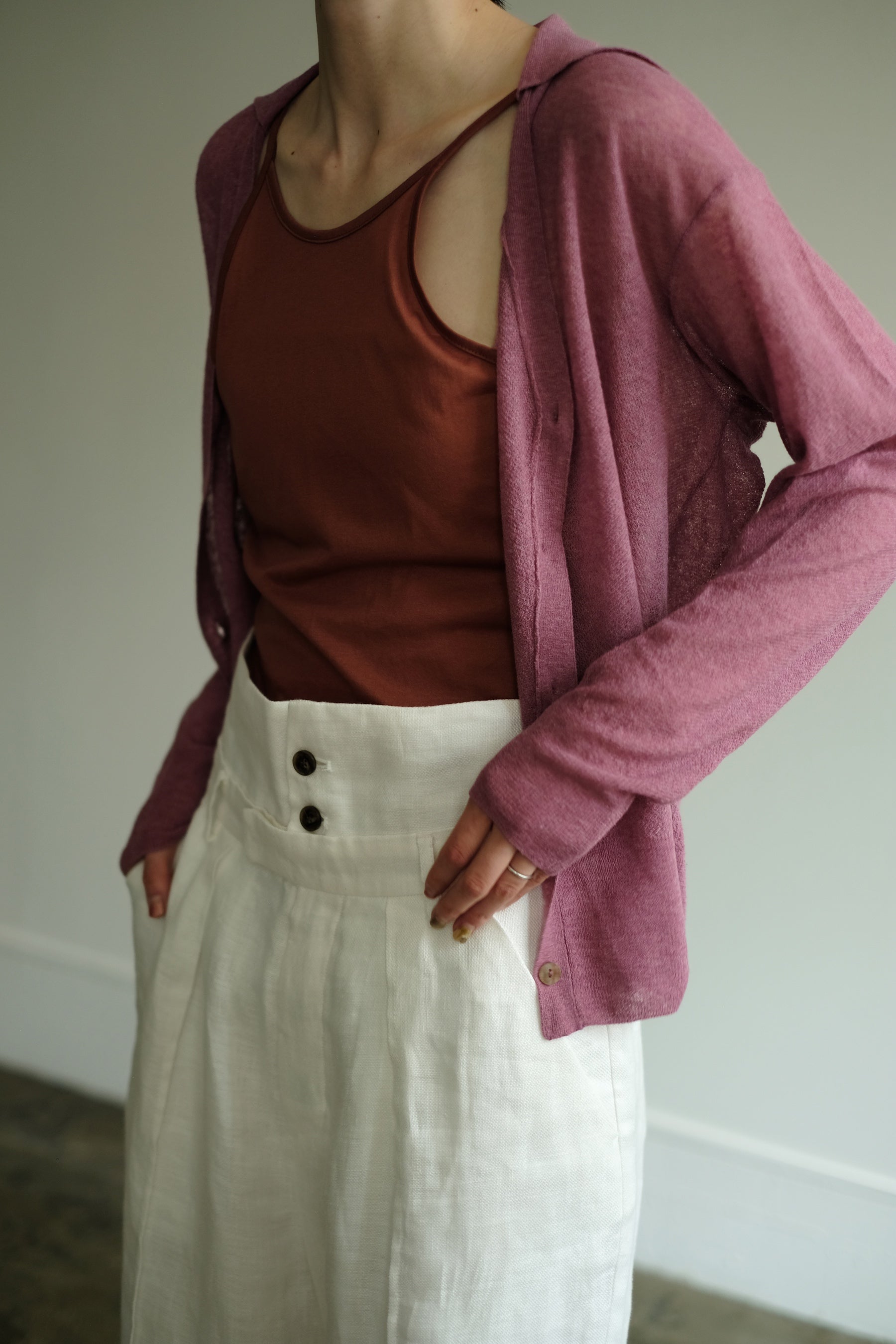 Cotton Linen Dry Touch V Collar Cardigan（ls11217K）