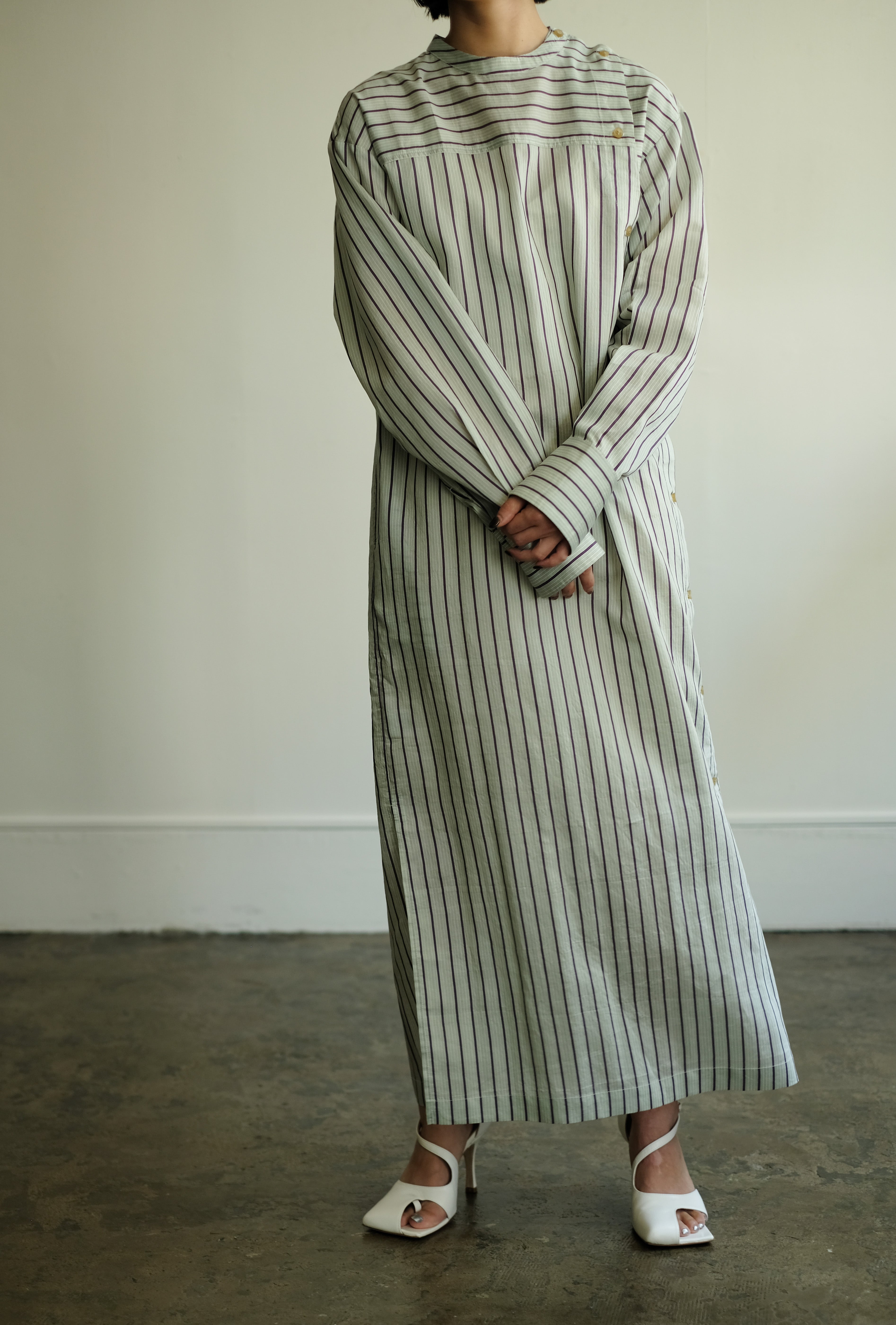 Stripe Epee Shirt Long Dress（ls24342D）