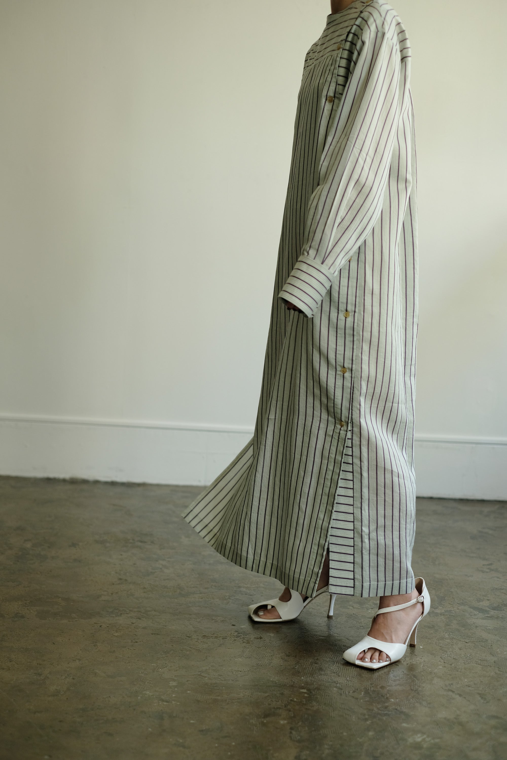 Stripe Epee Shirt Long Dress（ls24342D）