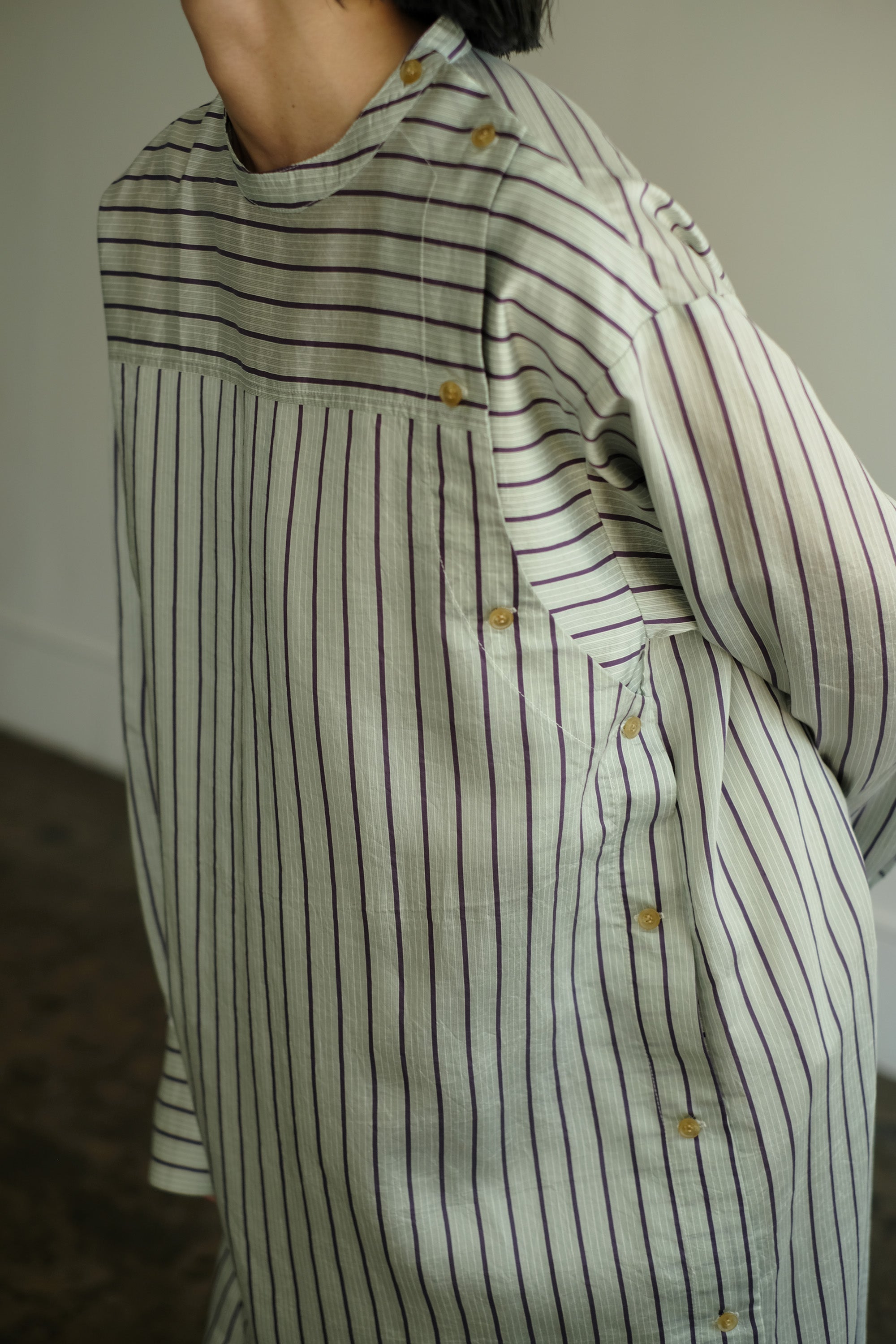 Stripe Epee Shirt Long Dress（ls24342D）