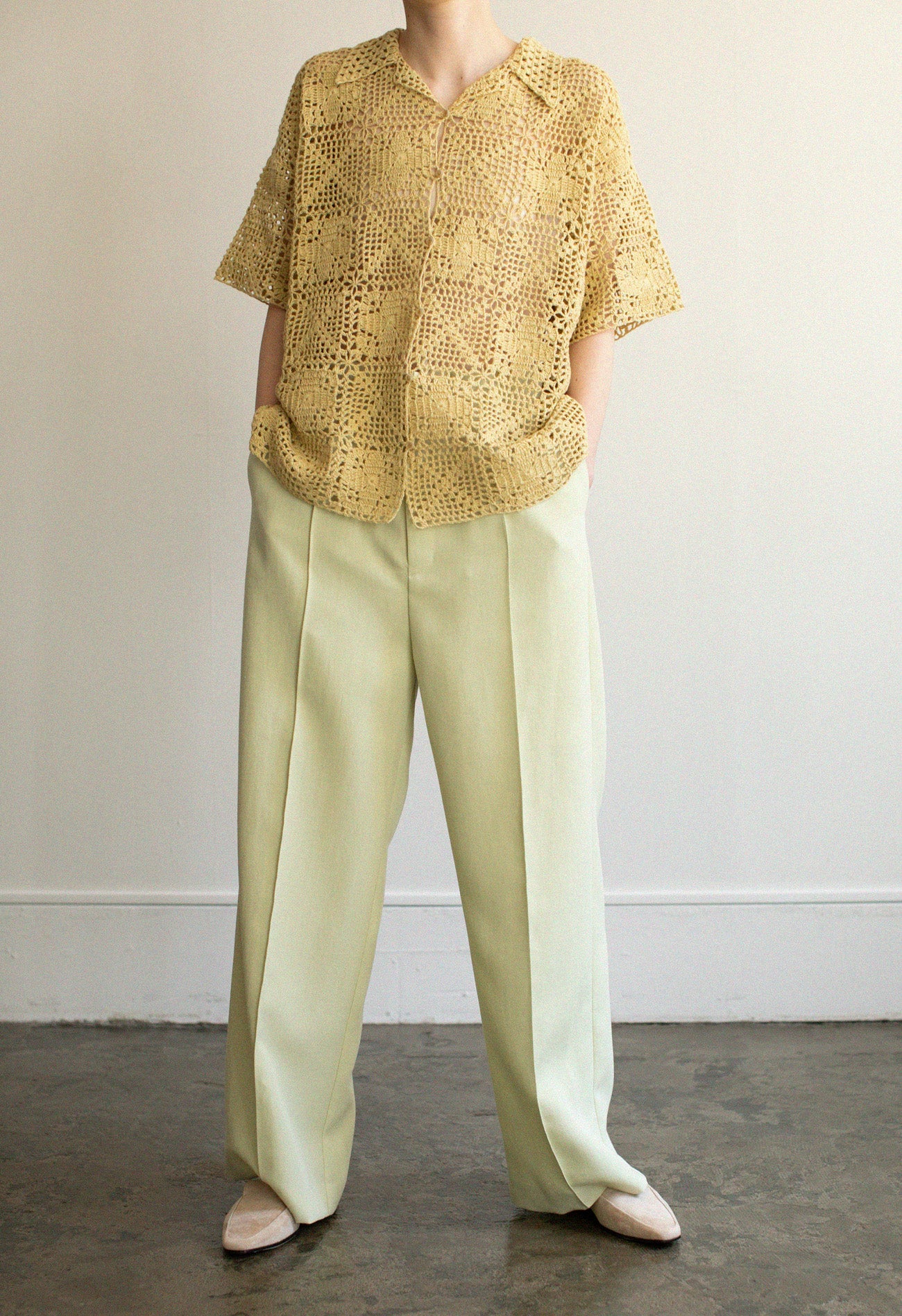 Hand-knitted Lace Patchwork Shirt（ls22289T）
