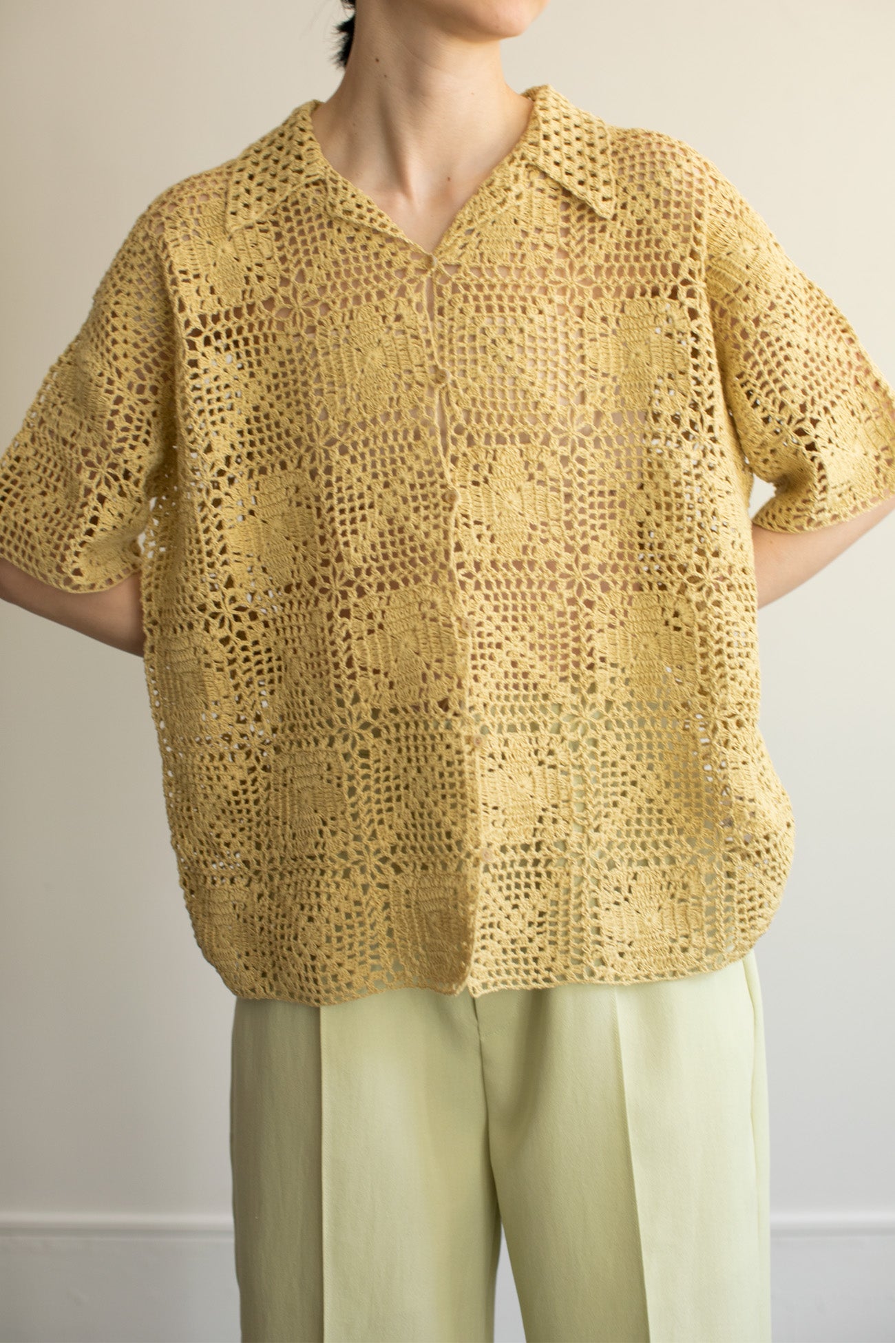 Hand-knitted Lace Patchwork Shirt（ls22289T）